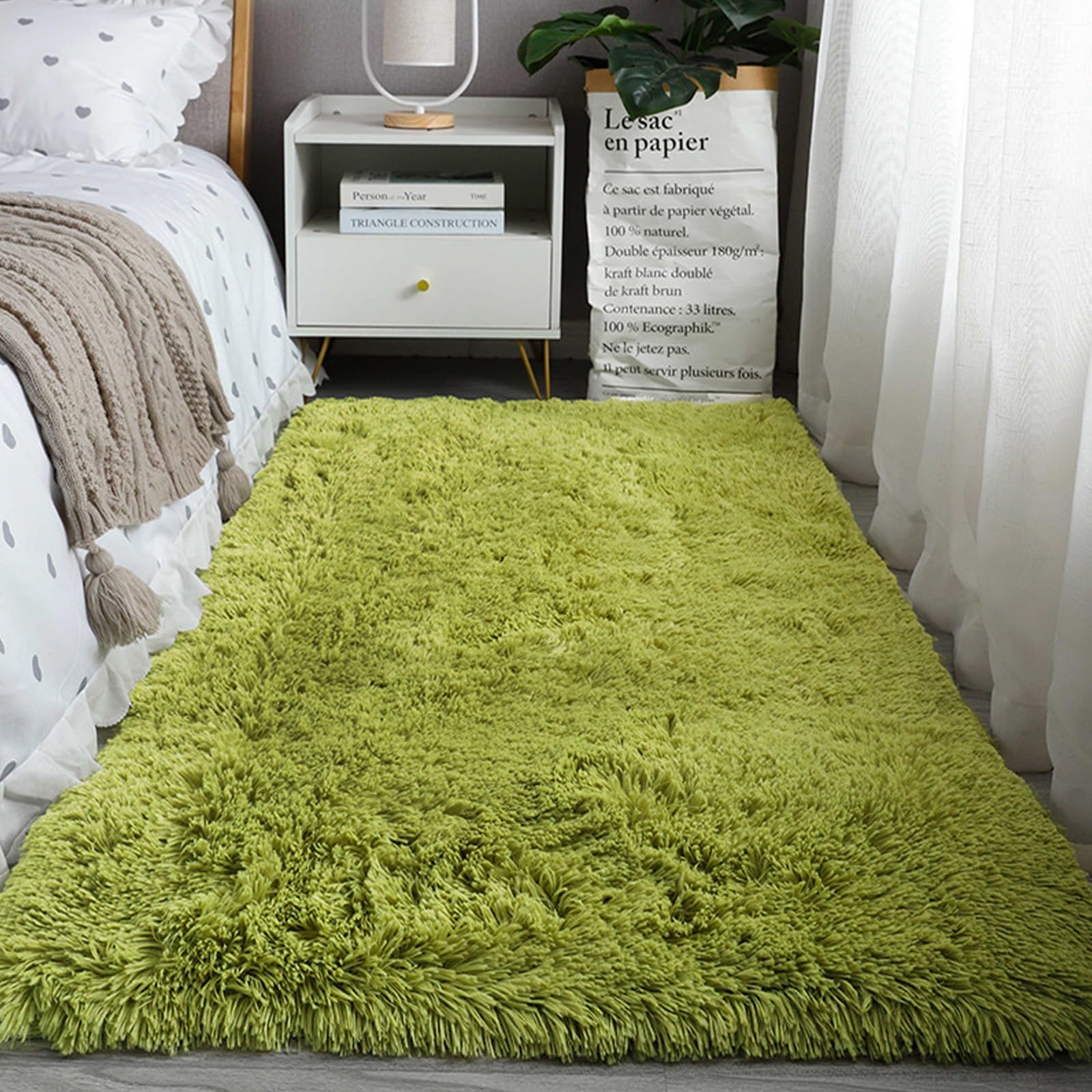 Tapis moderne vert pour chambre et salon chaleureux 160x240