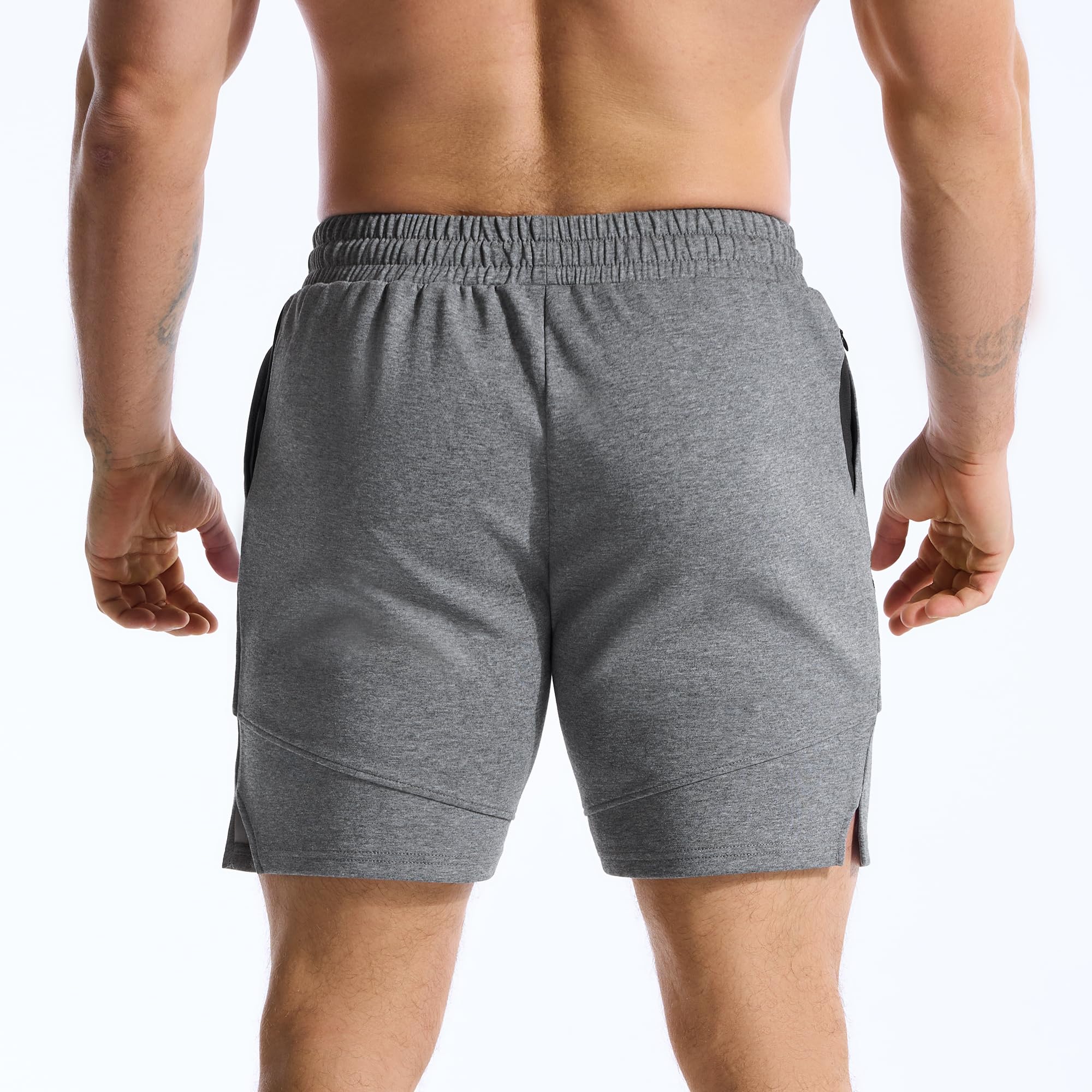 ZENWILL FlotaBols Pantalones Cortos Deporte Cremallera Hombre Pantalón Corto Gym Transpirable,Shorts Elástica Algodón Running — view 7