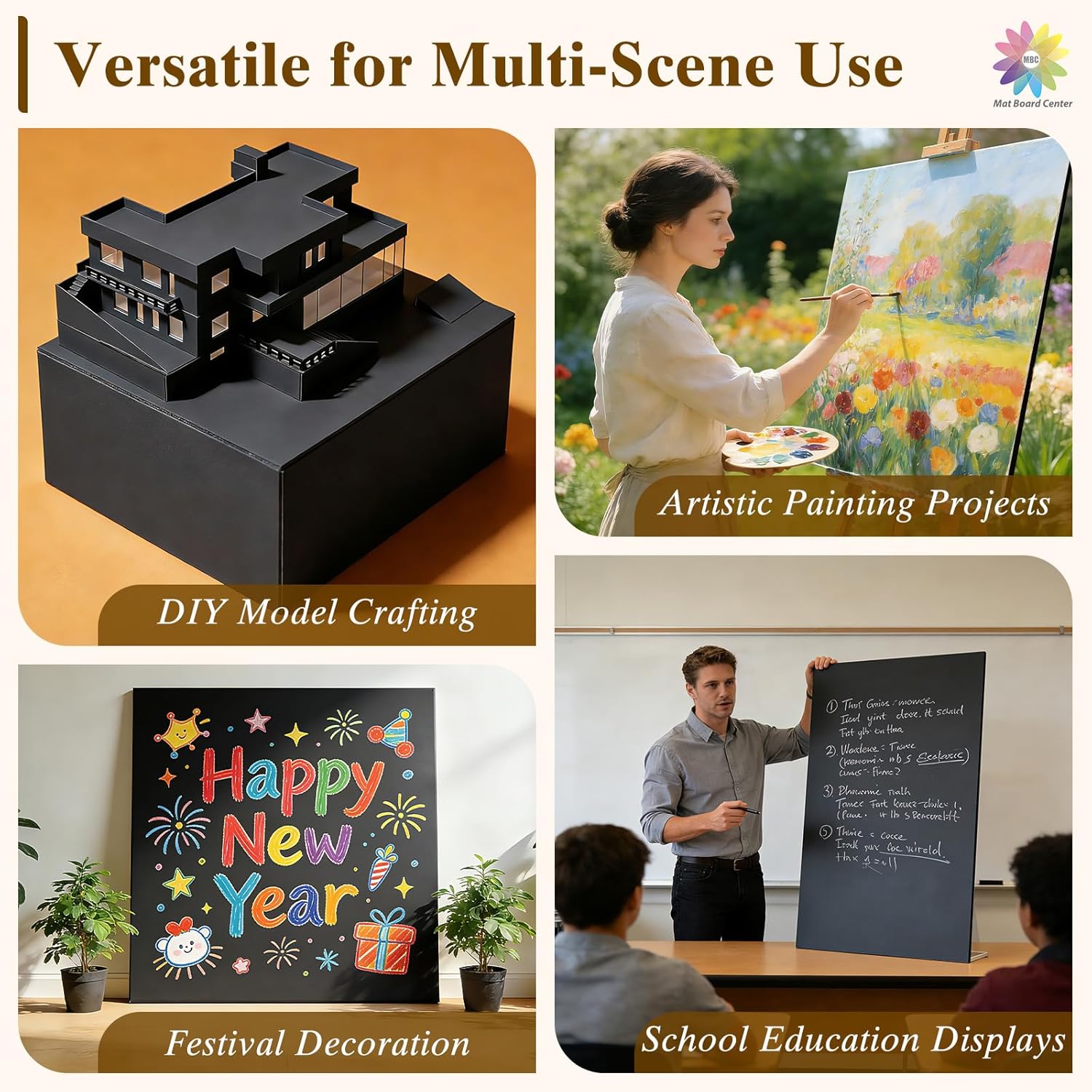 Mat Board Center, 12 Pack 12x18 Black Foam Boards, Acid Free Foam Core Board, 1/8 inch Thick