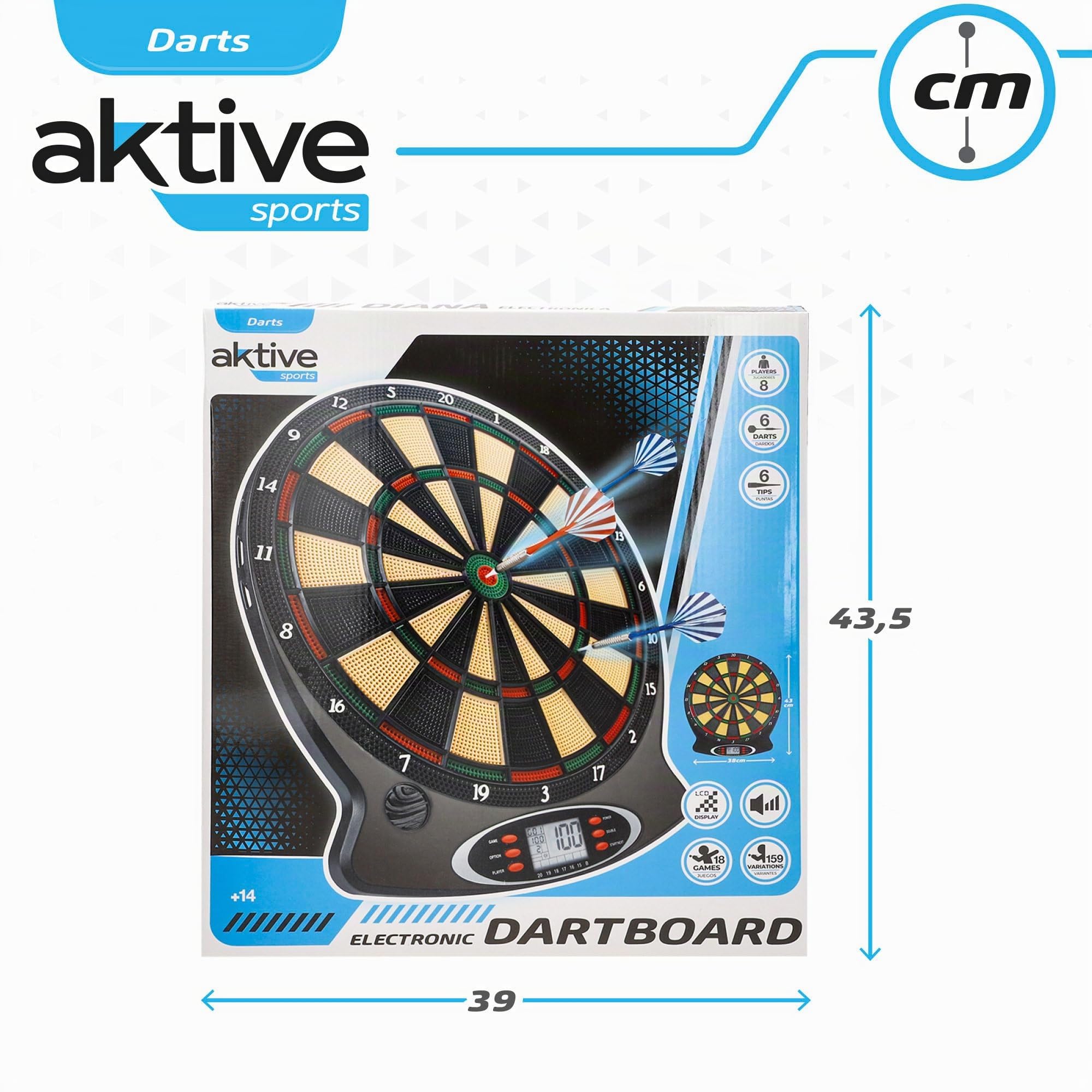 AKTIVE 43095 - Fléchette Électronique Multi-Jeux pour Enfants et Adultes, Fléchette Numérique Murale, Jouet Sportif, Jouet de Visée