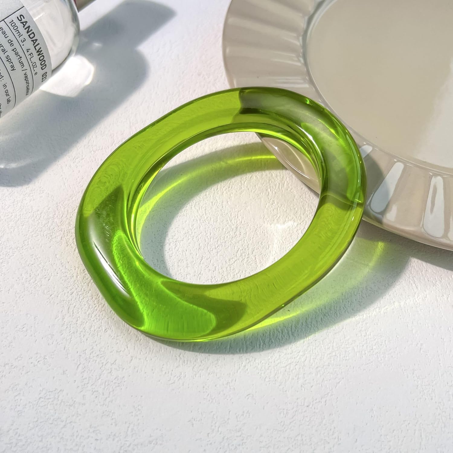 xuzhiyuan Boho Colorful Square Acrylic Resin Bangle Bracelet Transparent Plastic Wristbands Wide Irregular Geometric Cuff Bangle Bracelet for Women Gifts Jewelry - Image 2