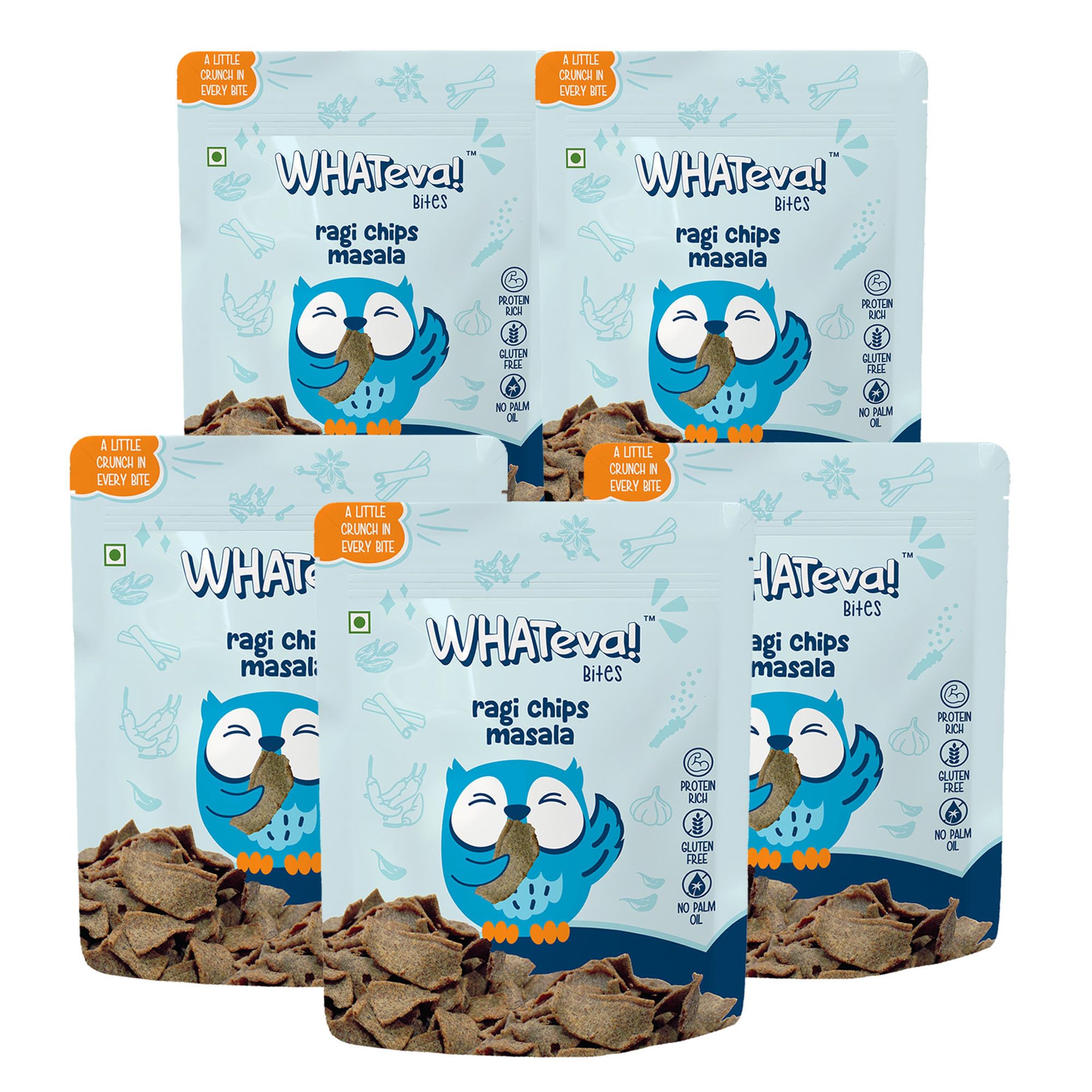 WHATeva! Bites Ragi Chips Masala| Protein Rich | Gluten Free| No Palm Oil (pack of 5) 5 x 100 gm (B0D5YQ5MTH) Amazon Price History, Amazon Price Tracker