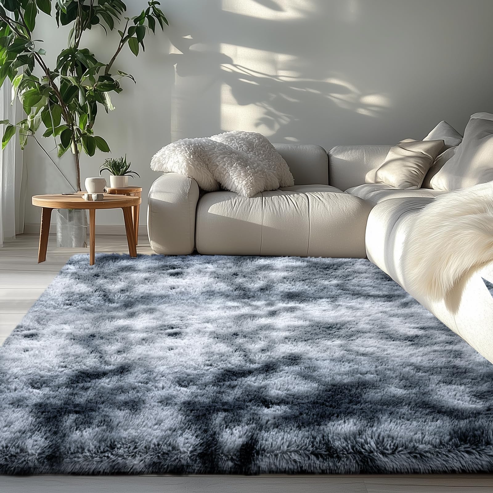 Tapis pelucheux pour salon : Tapis pelucheux à poils longs pour salon, chambre à coucher, chambre d'enfant – Tapis pelucheux doux et pelucheux pour salon, chambre à coucher, chambre d'enfant (gris