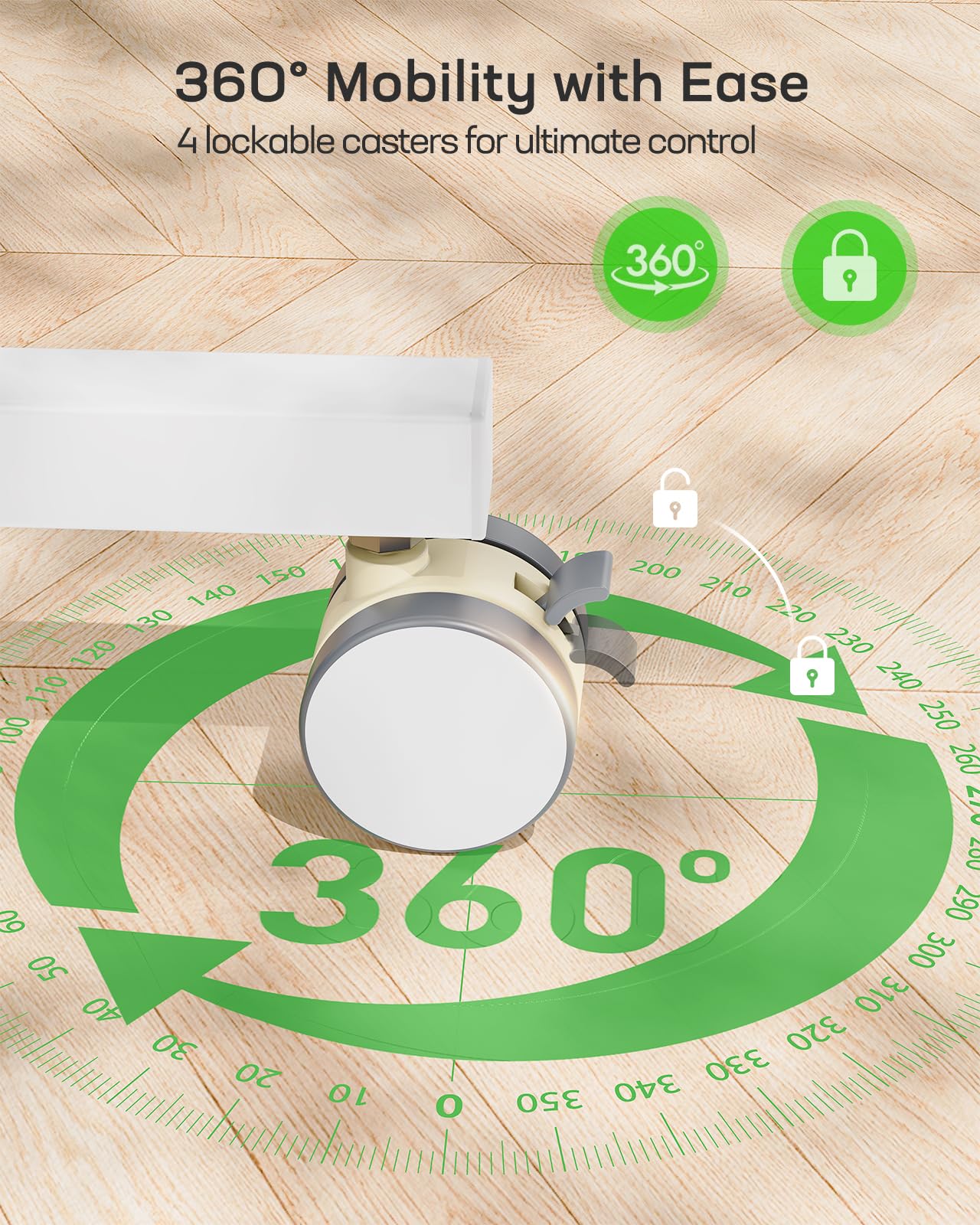 Marsail Mobile Standing Desk Wider Height Adjustable Computer Desk Rolling Sit Stand Desk with 4 Lockable Wheels Ergonomic — view 6