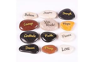 Set of 12 Engraved Inspirational Rocks: Pocket-Sized Affirmations for Your Journey