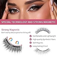 Vista 3 de Pestañas magnéticas dobles, pestañas magnéticas sin delineador de ojos 4D aspecto natural, reutilizables, fáciles de usar, pestañas postizas