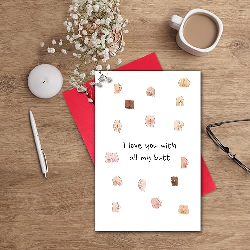 Miniatura 5 de GYYsweetus Cheeky Butt - Tarjeta divertida de aniversario para hombres o mujeres, tarjeta de Anniv sucio grosero para él o ella con sobre (Love You
