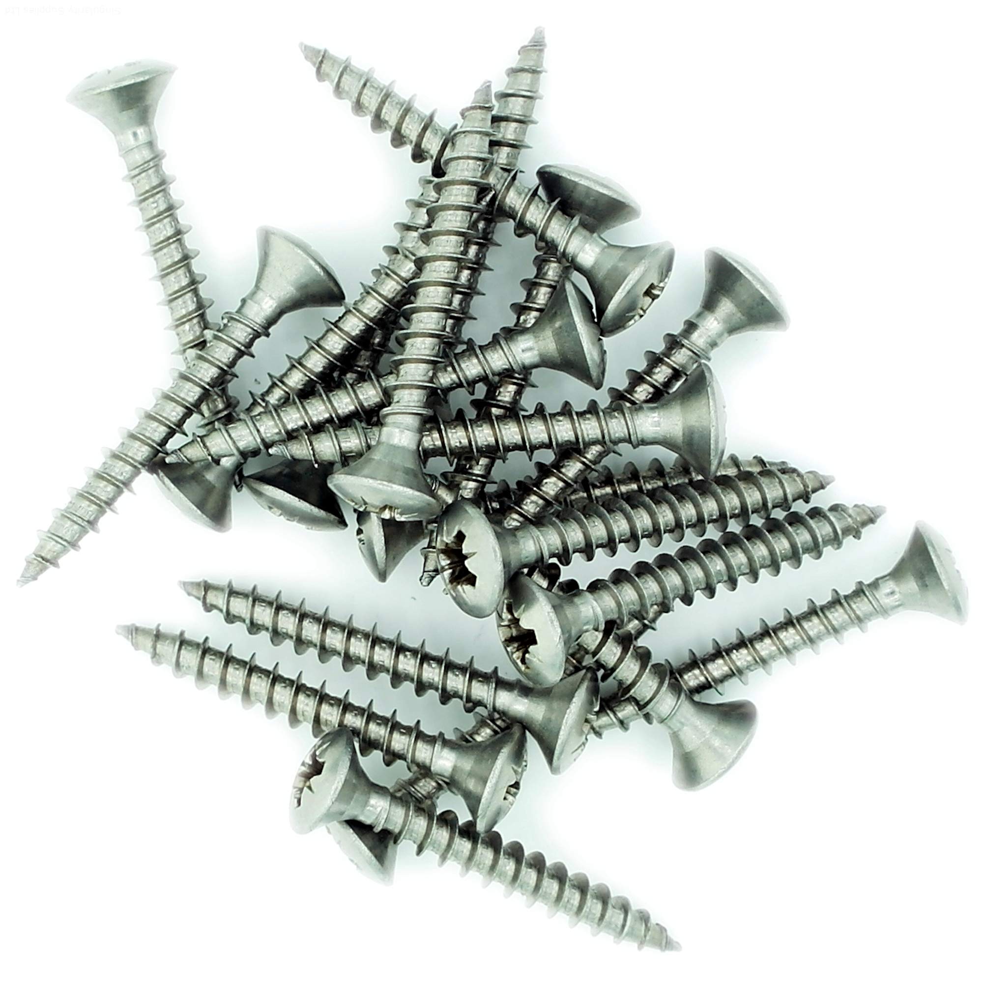 Singularity Supplies No.5 X 0.8 (3.5Mm X 20Mm) Pozi Raised Countersunk Chipboard Screw - Stainless Steel (A2) (Pack Of 20)