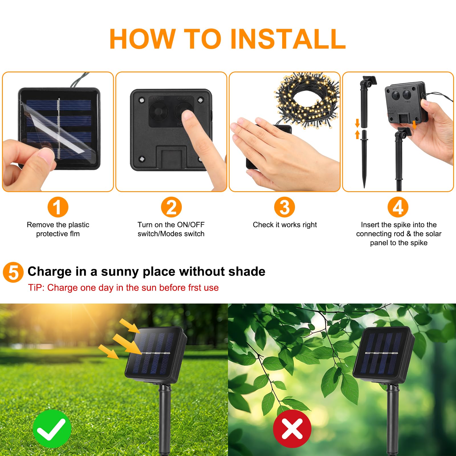 Confezione da 2 luci solari per esterni, ogni stringa di 100 LED a energia solare da 100 LED impermeabili con 8 modalità, luci solari per esterni, per patio, giardino, albero, decorazione per