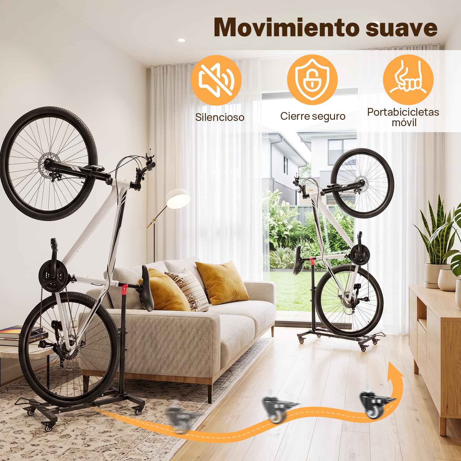 Vertikaler Fahrradständer, Freistehender Indoor-Fahrradständer Aufrechter Fahrradbodenständer mit einstellbarer Höhe für Garage & Wohnung - für Mountainbikes 26"-27"，650c–700c Rennrad