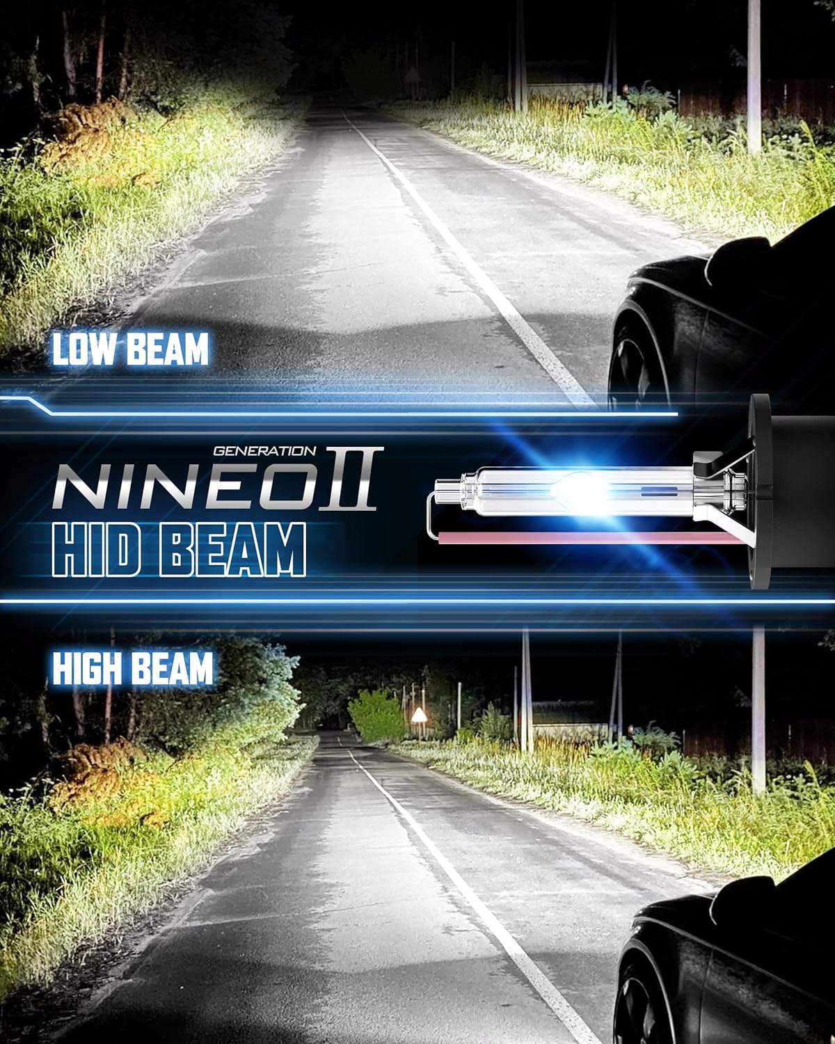 NINEO D4S HID Bulbs, 10000K Dark Blue, 35W High Low Beam D4S Xenon 66440 42402 42402WX Replacement Bulbs- Pack of 2