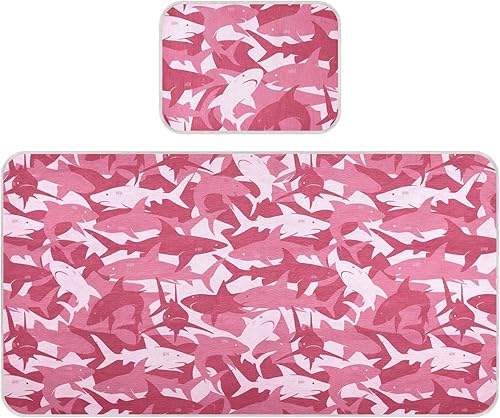 Sharks Camo Pink Crib Mattress Protector Mini Crib Mattres Pad Cover Cooling Mattress Topper Ice Silk Cooling Pad & Pillow Play Mat Washable &