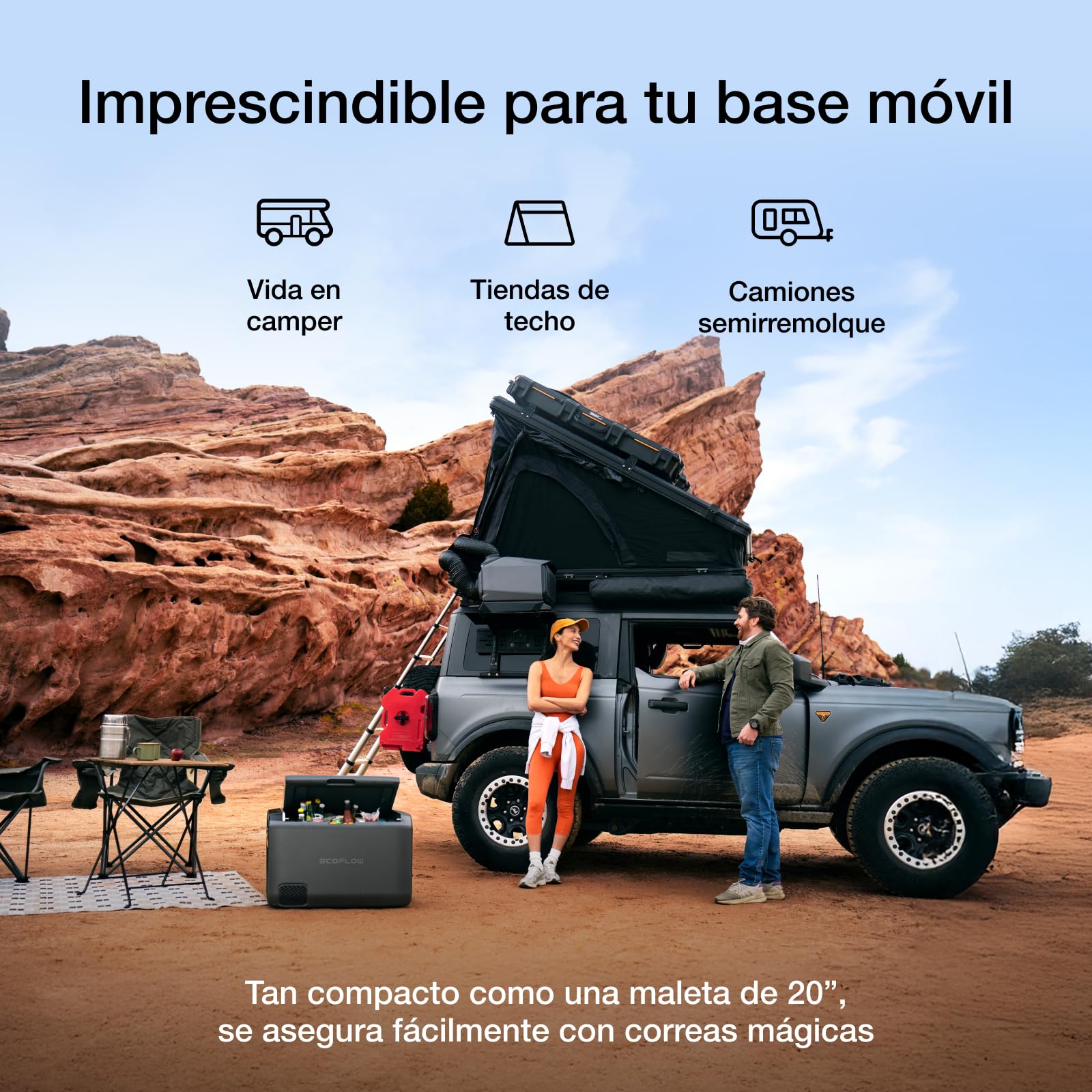 EcoFlow WAVE 3 Climatizador portátil con batería extra de 1024 Wh, refrigeración 1800 W, calefacción 2000 W, autonomía de 8 h, control por app, para camping, autocaravanas, todoterrenos