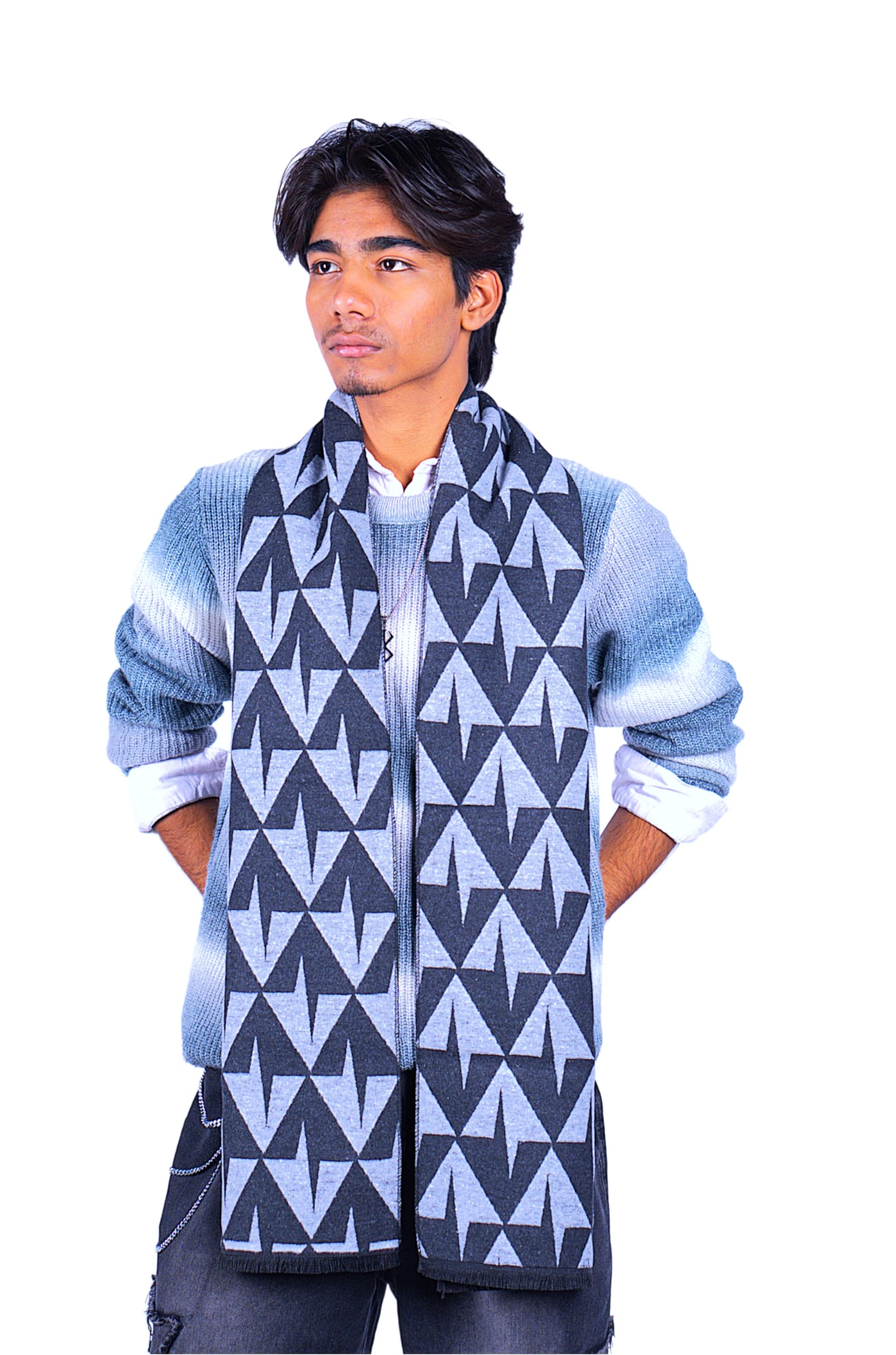 Cold Weather Cashmere Scarf for Men and Women, Thick Warm Soft Wool Winter Scarf, Modern Style-image-3