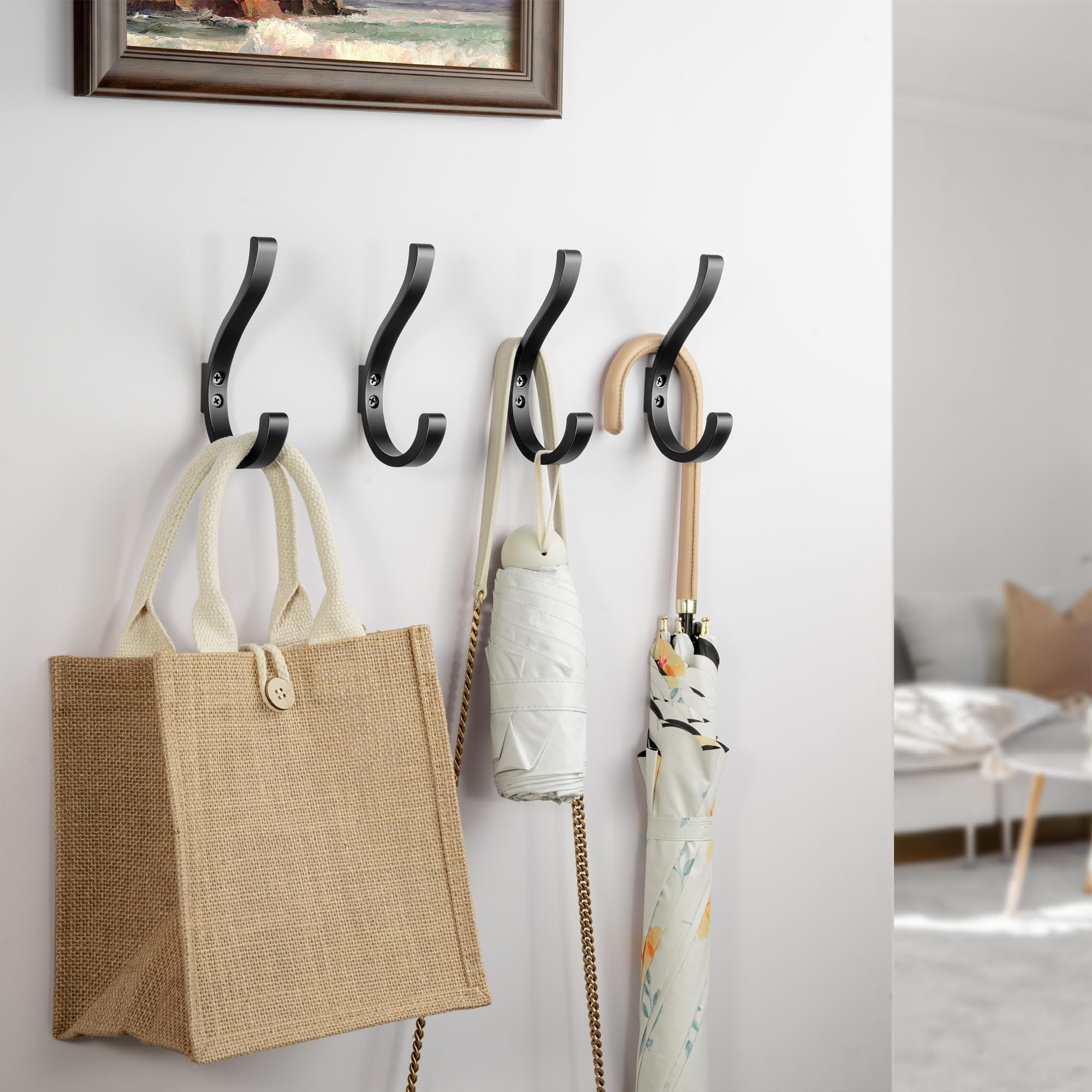 Coat Hooks White Pack Big Heavy Duty Triple Coat Hooks Wall