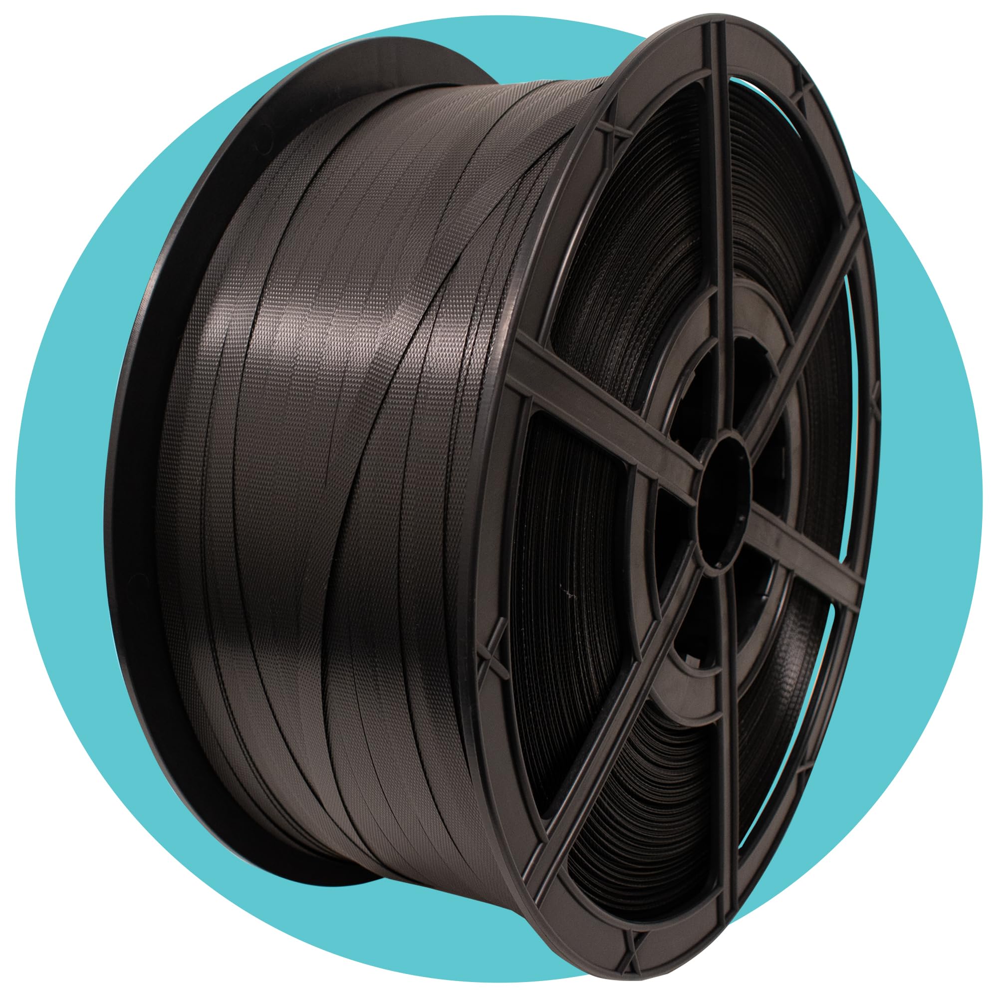 Triplast Pack Of 1 Polypropylene Hand Strapping Coil (12Mm X 1500M, 240Kg Break Strain) - Medium Duty Black Pallet Banding With Plastic Reel For Securing Boxes, Strapping Pallets & Warehouse Use (Pack Of 1)