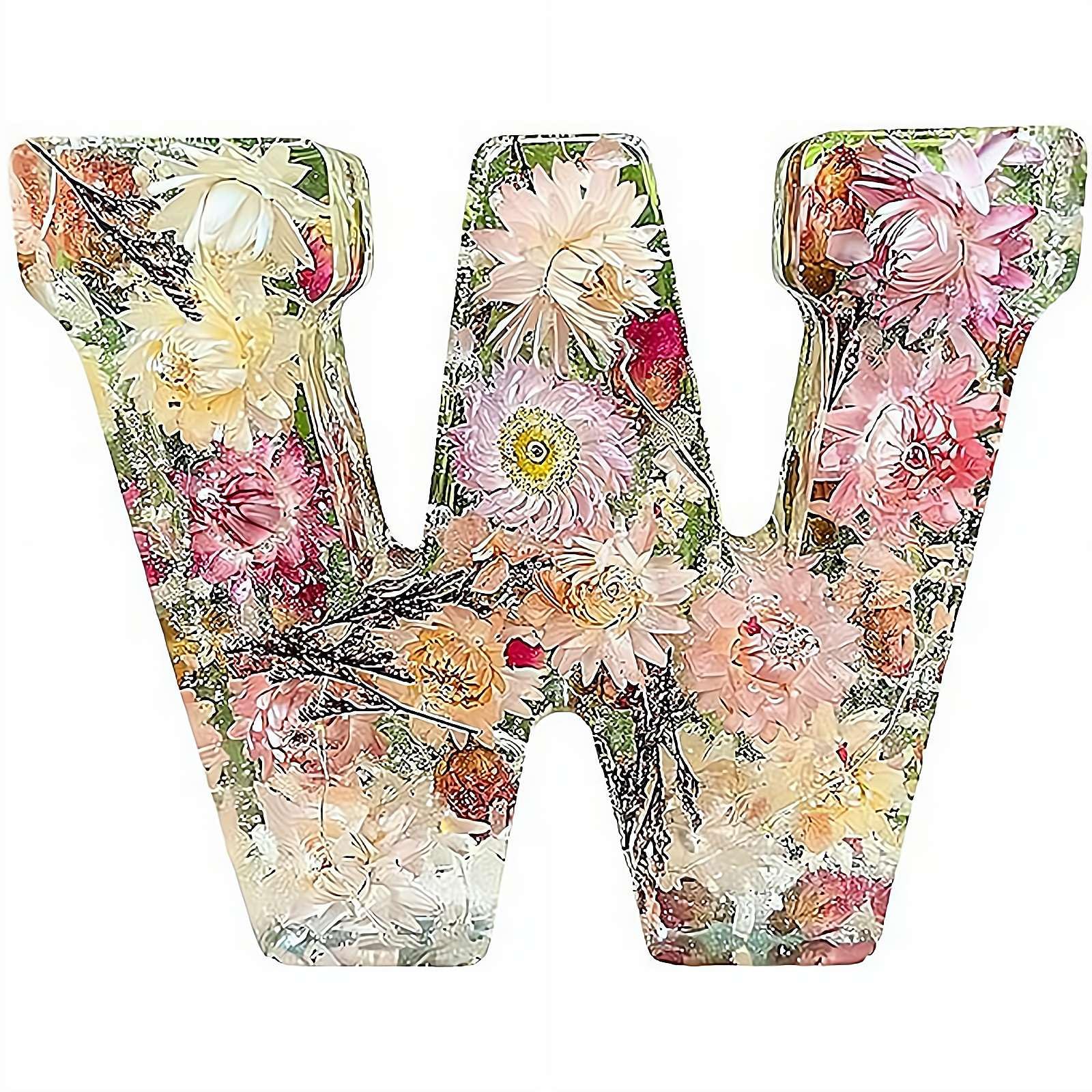 Handmade Floral Night Light, 2026 Floral Resin Night Light Letter, Flower Resin Letter Lamp with LED Lights, DIY Handmade Creative Letters Flower Lamp, For Various (W)