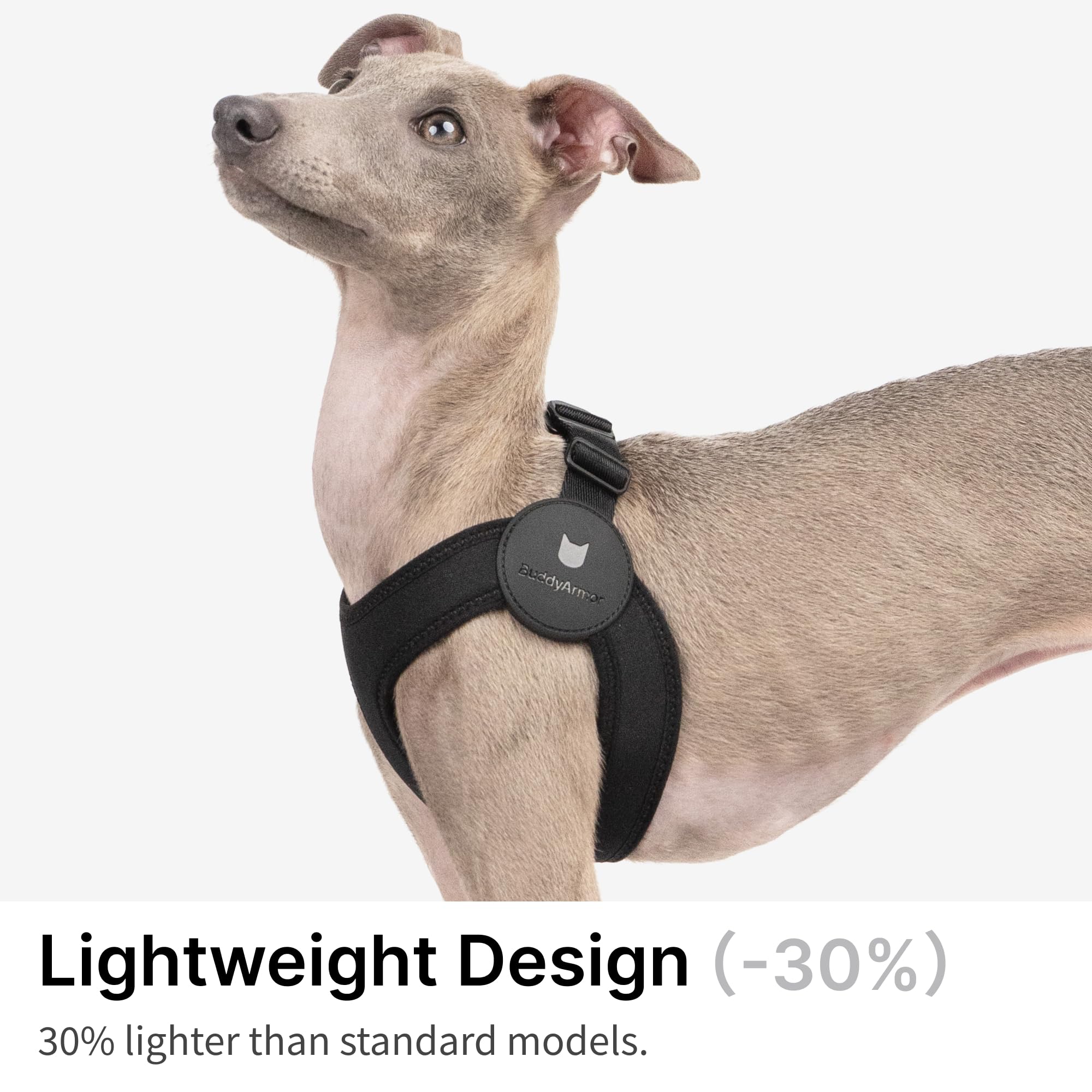 Harnais ultra confortable, réglable et doux, avec fermeture à boucle en alliage, léger et extensible pour chien de petite taille, pour la promenade et le dressage (noir minuit, taille L, 48