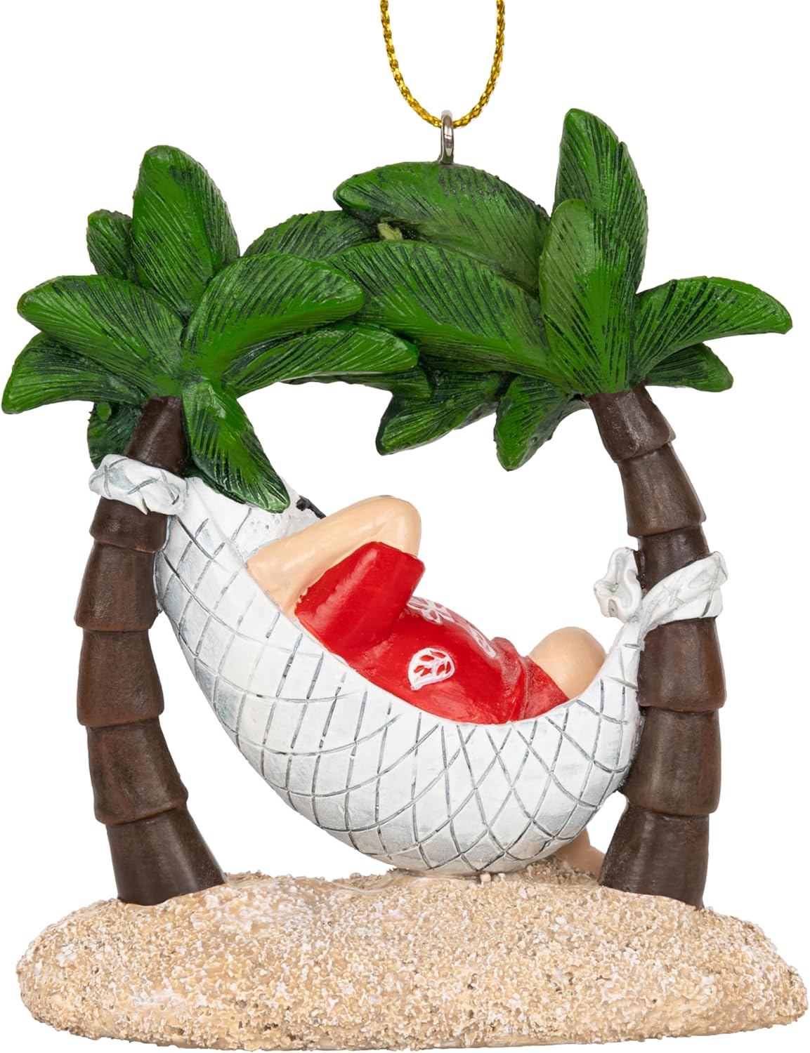 Santa On Vaction Relaxing On The Beach Between Palm Trees Christmas Coastal Nautical Ornament - Image 6