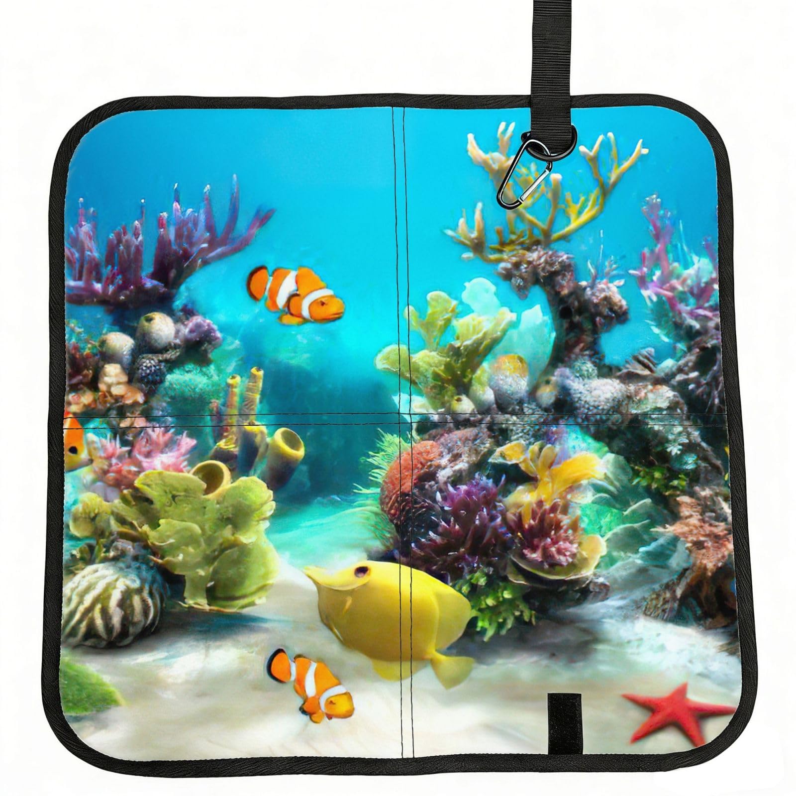 bghdfa Tropical Fish Print Outdoor Sitting Mat Waterproof Oxford Cloth Seat Cushion Folding Foam Camping Seat For Picnic