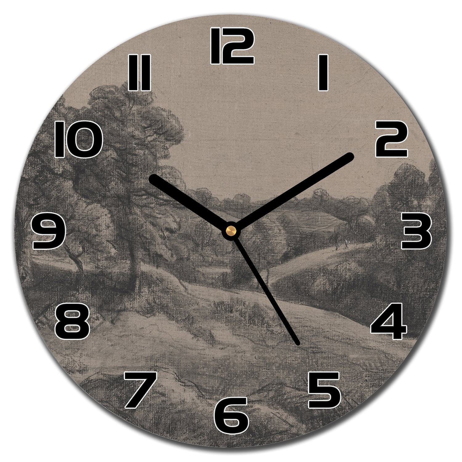 Horloge murale vintage en verre rétro avec aiguilles noires