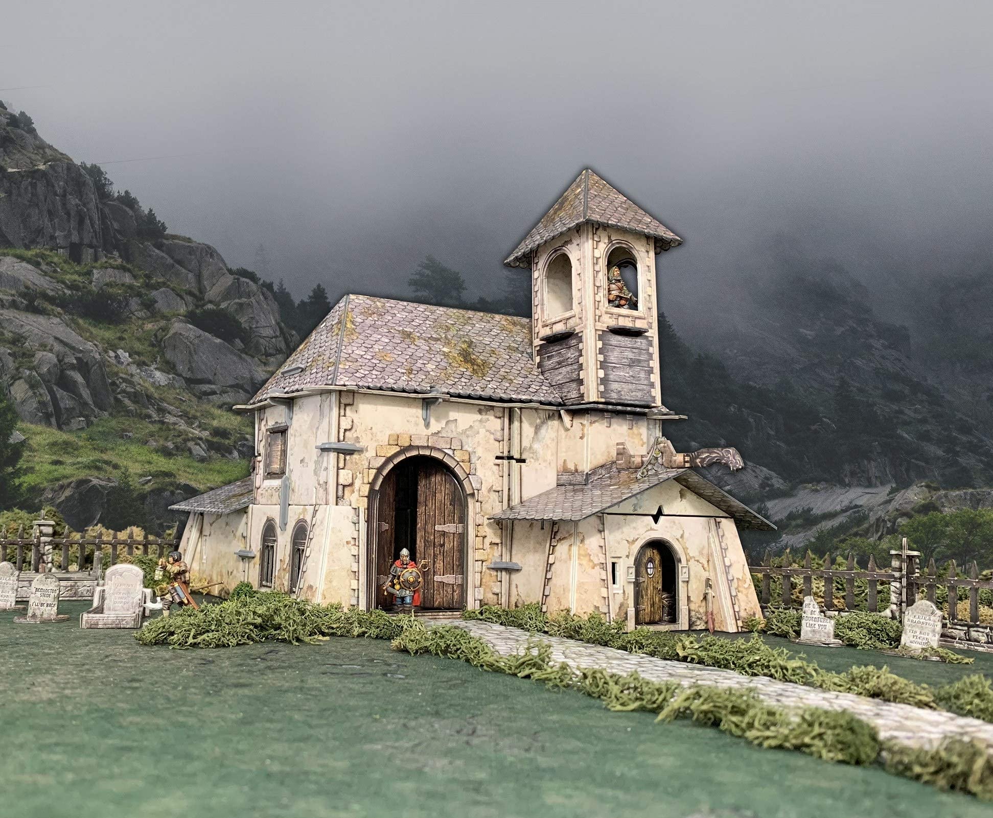 Battle Systems – Modular Fantasy Scenery – Perfect for Roleplaying and Wargames - Multi Level Tabletop Terrain for 28mm Miniatures – Colour Printed Model Diorama – DnD Warhammer (Chapel)
