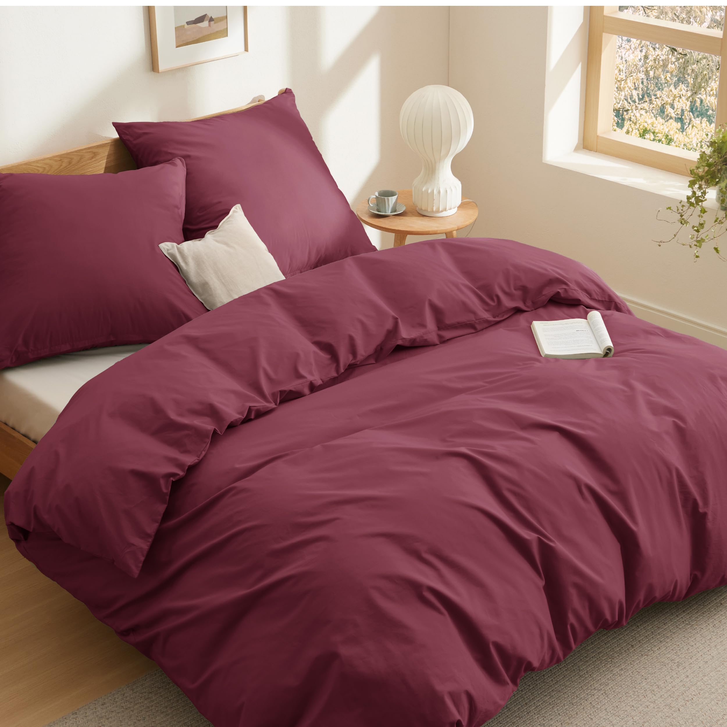 BEDSURE Bettwäsche Bettbezug Baumwolle Bettwäsche-Sets mit Kissenbezug, Duvet Cover mit Reißverschluss Einfarbig