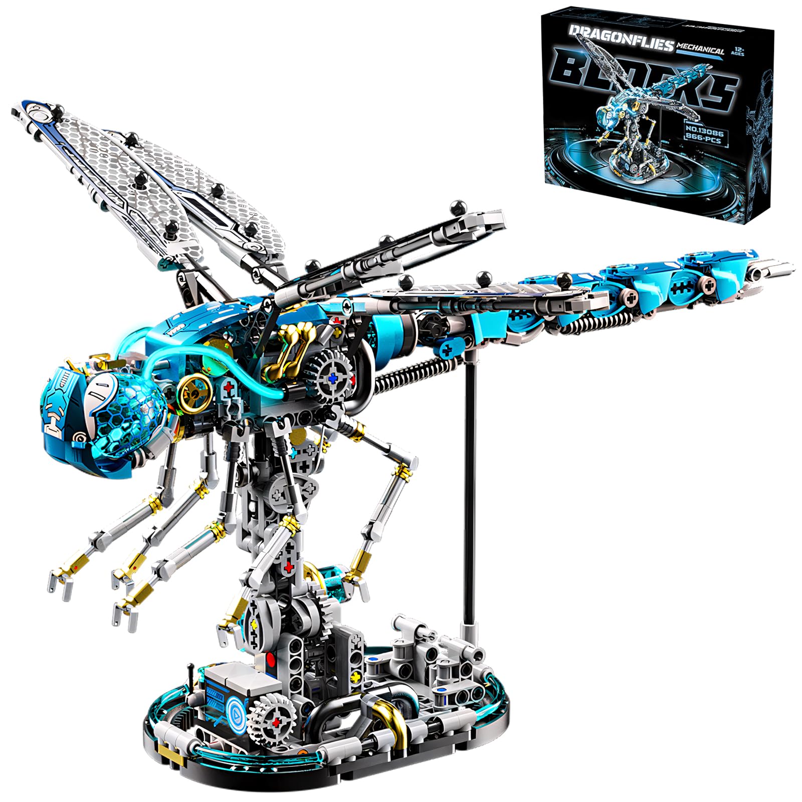 GHQYTPR Mechanical Dragonfly Building Blocks Sets Animal Insert Building Kits Mech Animal Model Toys for Adults Teens 866 PCS