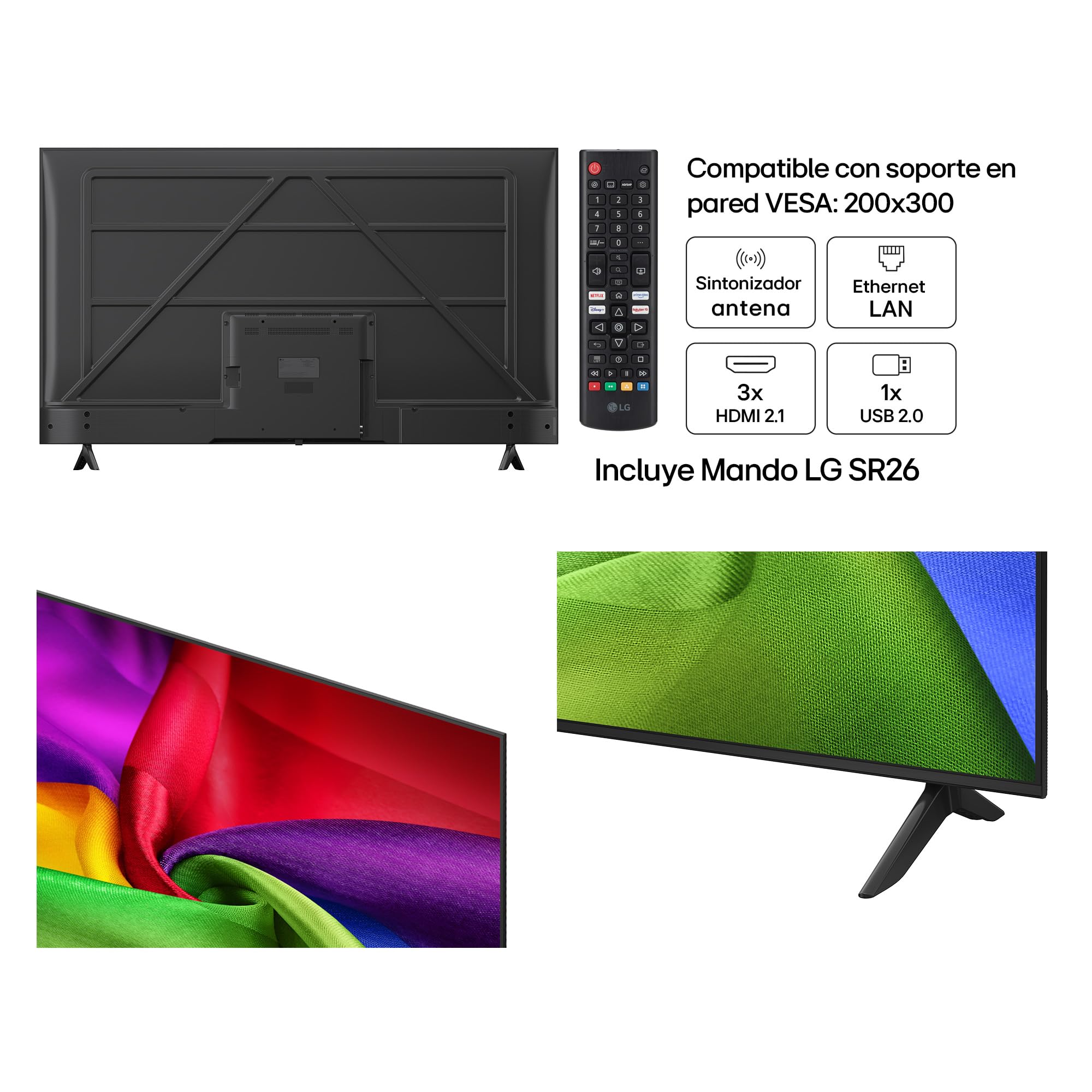 LG 75NU800B6LA - TV 75", Nano 4K UHD AI, Smart TV, WebOS 25 (Actualizable), Procesador Alpha 7 Gen9 AI, 144Hz, HDR10 y Dolby Digital Plus, Sin Reflejos al 94%, Alexa/Google Assistant, Negro
