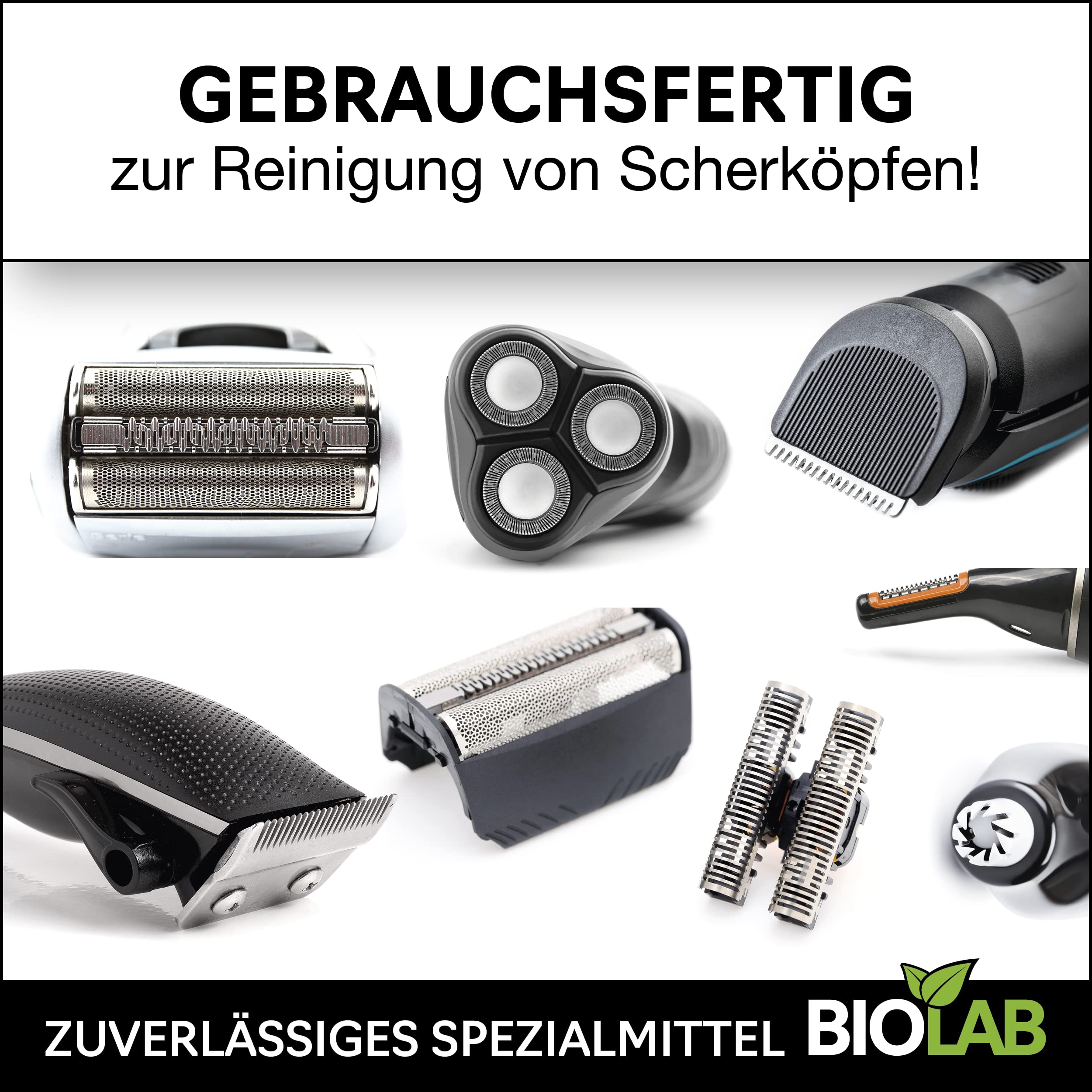 BIOLAB Bio Scherkopfreiniger (2 x 1000 ml) Nachfüllflüssigkeit für Clean & Renew, passend für Braun Series, Philips Scherkopf Reinigungskartusche und Rasierer Reinigungsstation
