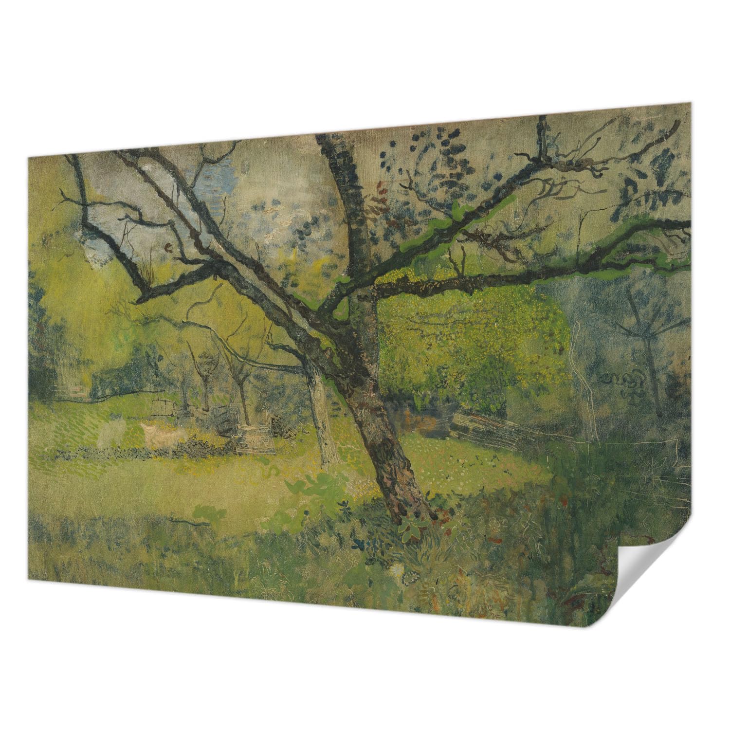 Papier peint adhésif Tulup paysage vert 152x104 cm déco murale salon
