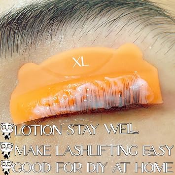 Lash Lift Pad, Eyelash Lift Shield, 5 Sizes Perm Rod DIY Lash Lifting at Home, Softer Perming Curlers Fit Eyes, Reusable Silicone Roller Orange Flat C curl Work with Glue Balm Very Well