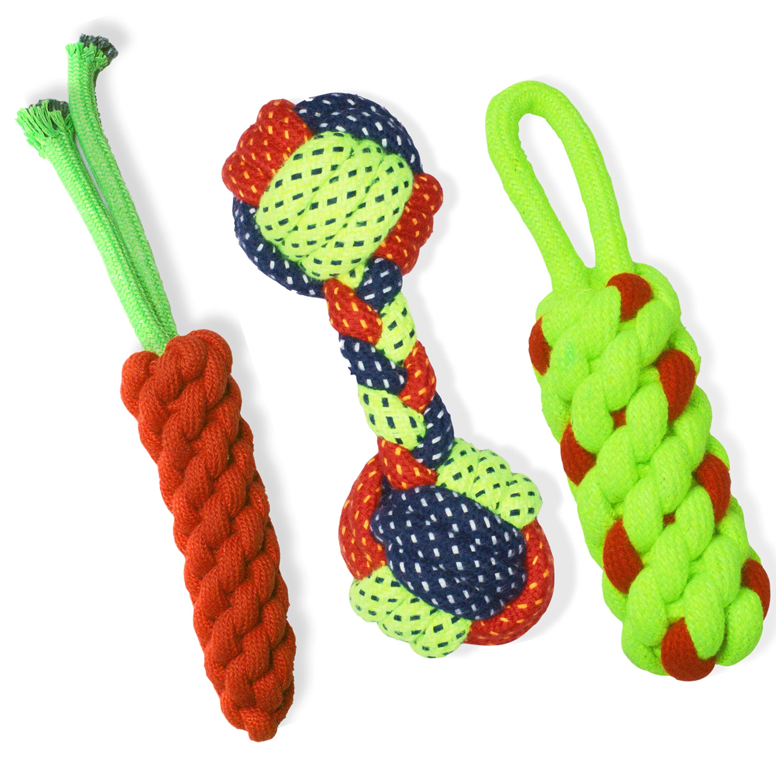 The Woof Company Combo of 3 Durable Knotted Cotton Rope Toys for Teeth Cleaning and Chewing, Small & Medium Dog/Pets, Pack of 3 (Color May Vary) (B09GMKFCS2) Amazon Price History, Amazon Price Tracker
