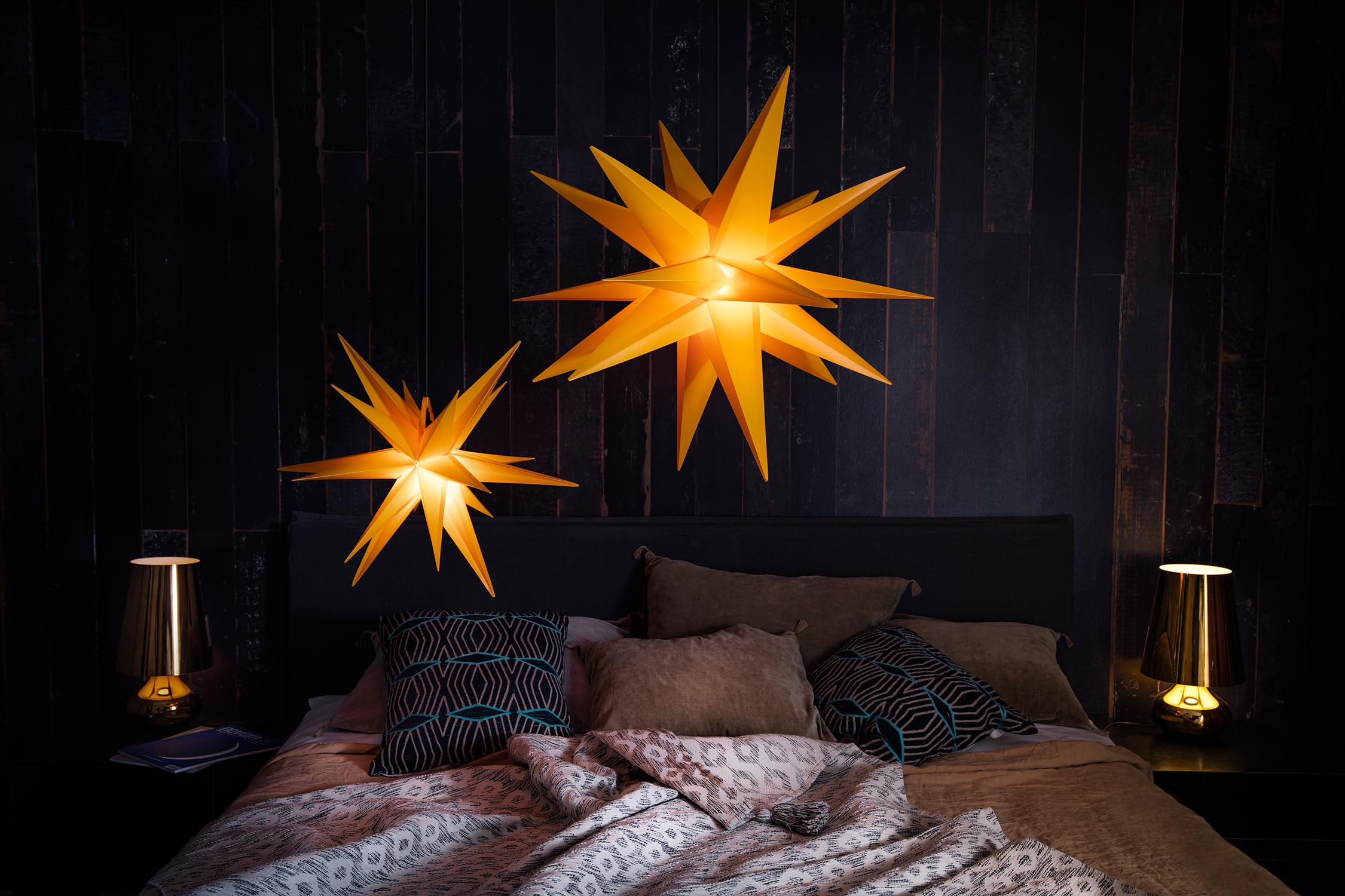 STEINFIGURENWELT GIEBEN Dekowelt - Estrella de Navidad LED 3D (80 cm, incluye bombilla intercambiable), color amarillo