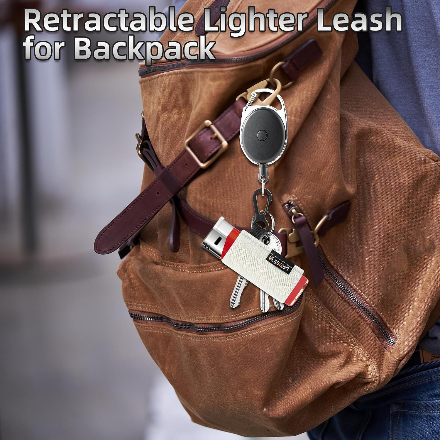 Likesing Lighter Leashes with Clip, Retractable Lighter Holder for Backpack Belt, Cool Lighters Leash Gift for Men Boys