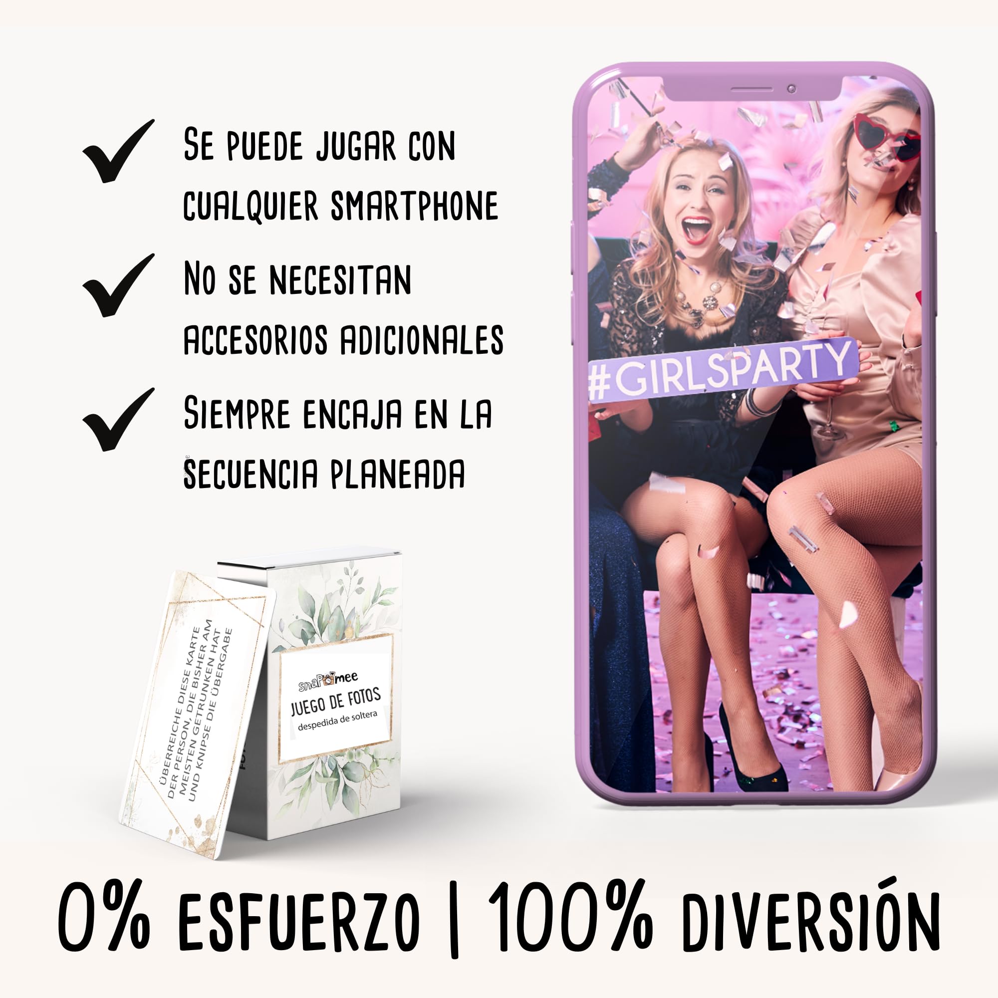 HOWAF JGA Gioco Fotografico, Gioco Divertente e Non imbarazzante per l'addio al Celibato delle Donne | 50 compiti fotografici + 4 Carte Bianche per la Sposa e la Squadra della Sposa