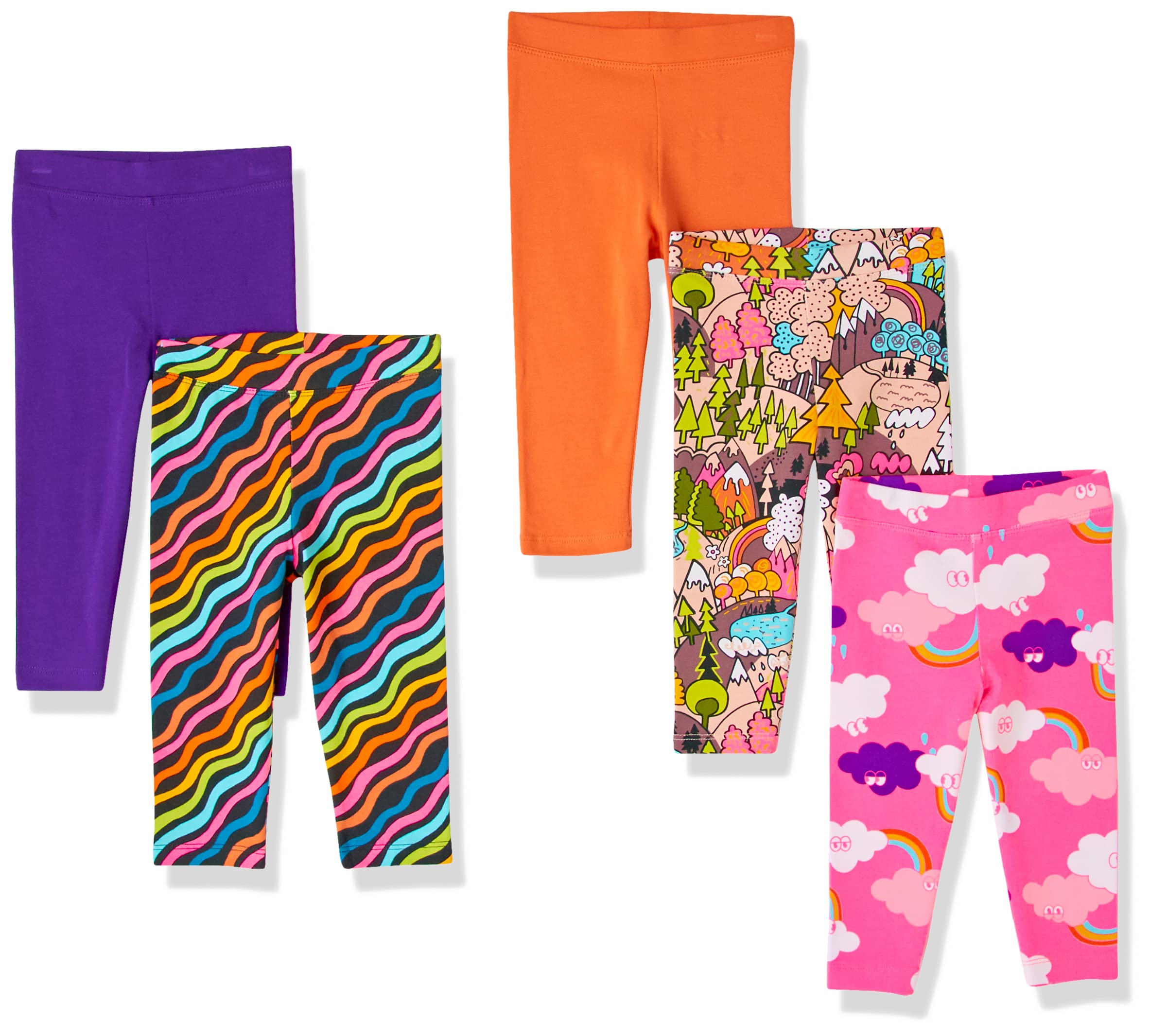 Photo 1 of Amazon Essentials Girls and Toddlers' Cropped Capri Leggings (Previously Spotted Zebra), Multipacks 5 Forest Medium