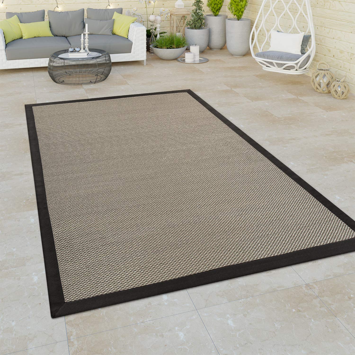 Paco Home In- & Outdoor Teppich Balkon Terassen, Sisal Optik, Grau Grün in versch. Farben, Grösse:120x170 cm, Farbe:Braun