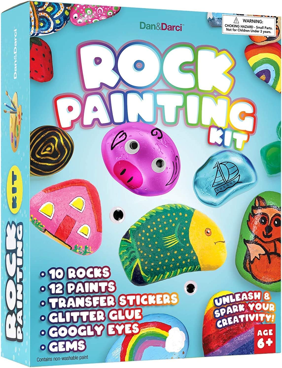 Rock Painting Kit for Kids - Arts and Crafts for Girls & Boys Ages 6-12 - Craft Kits Art Set - Supplies for Painting Rocks - Best Tween Paint Gift, Ideas for Kids Activities Age 4 5 7 6 8 9 10