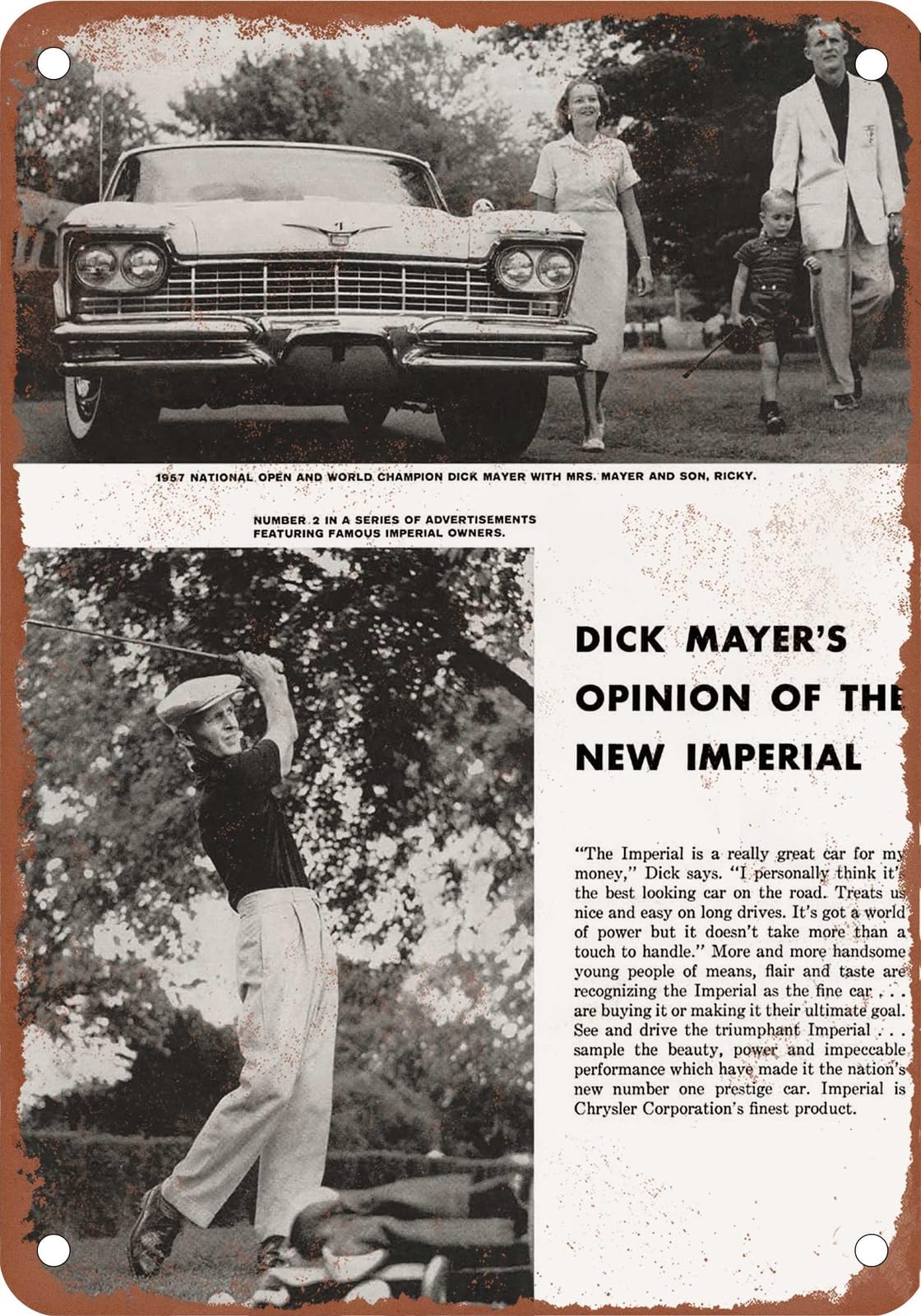 METAL SIGN - 1957 Imperial Vintage Ad 13 - Old Retro Rusty Look home decor
