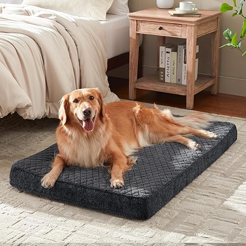 Miniatura 2 de JOEJOY Cama ortopédica para perros XL, cama lavable de tamaño grande con funda extraíble, camas grandes de espuma viscoelástica para mascotas, gris,