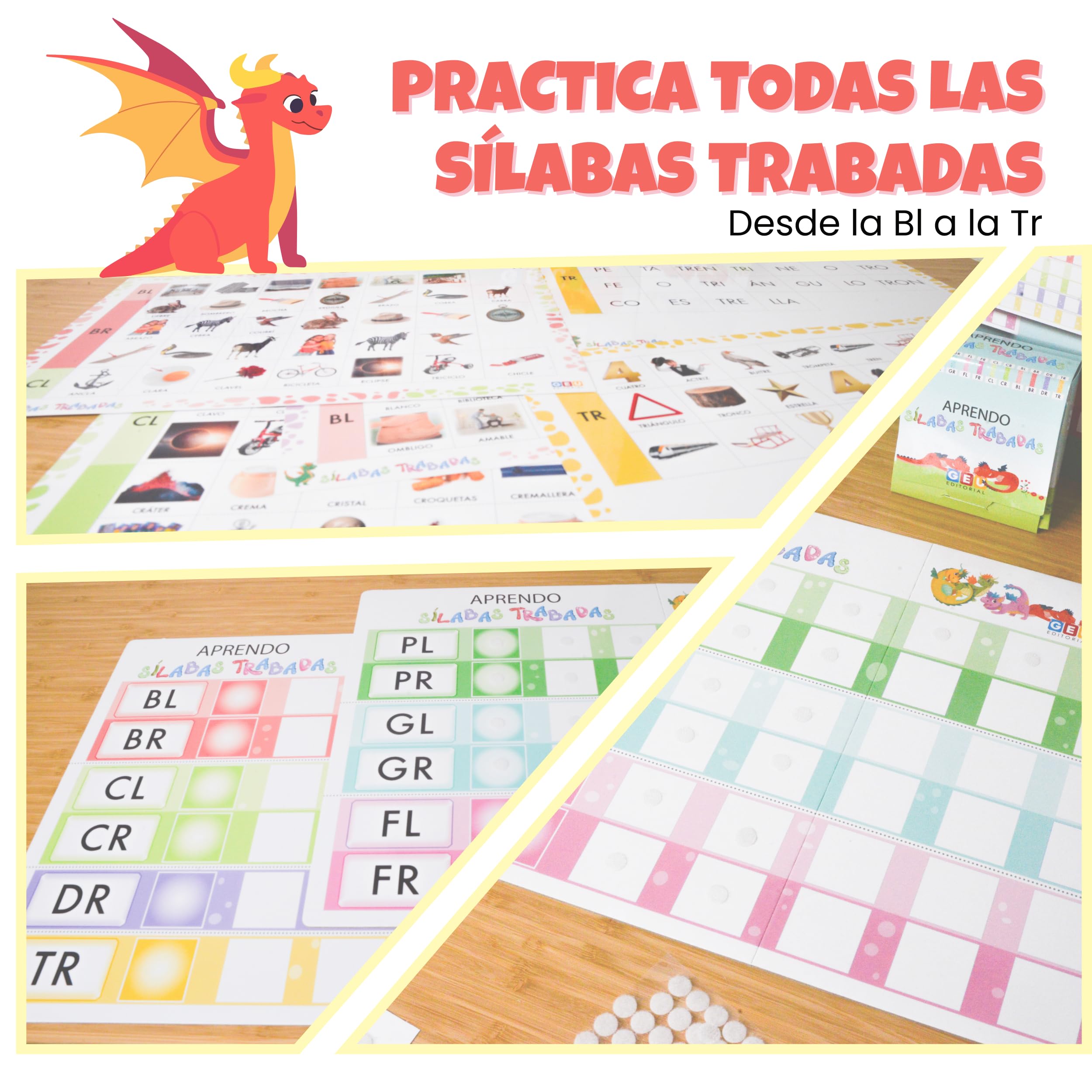 Material Escolar - Lectura y Escritura - Aprendo Sílabas Trabadas - Editorial GEU