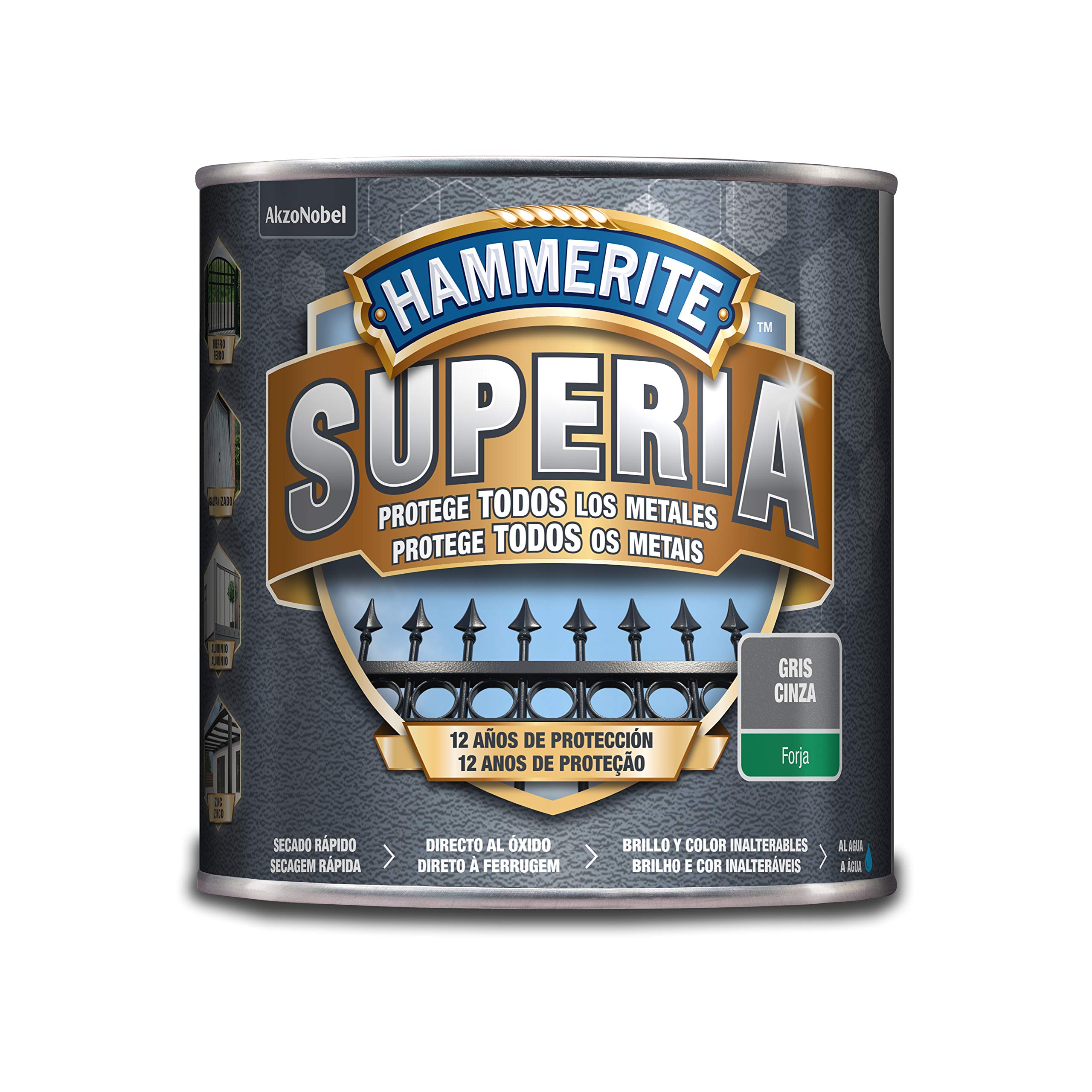 Hammerite Superia Esmalte antioxidante al agua Forja Gris, 2.5 L