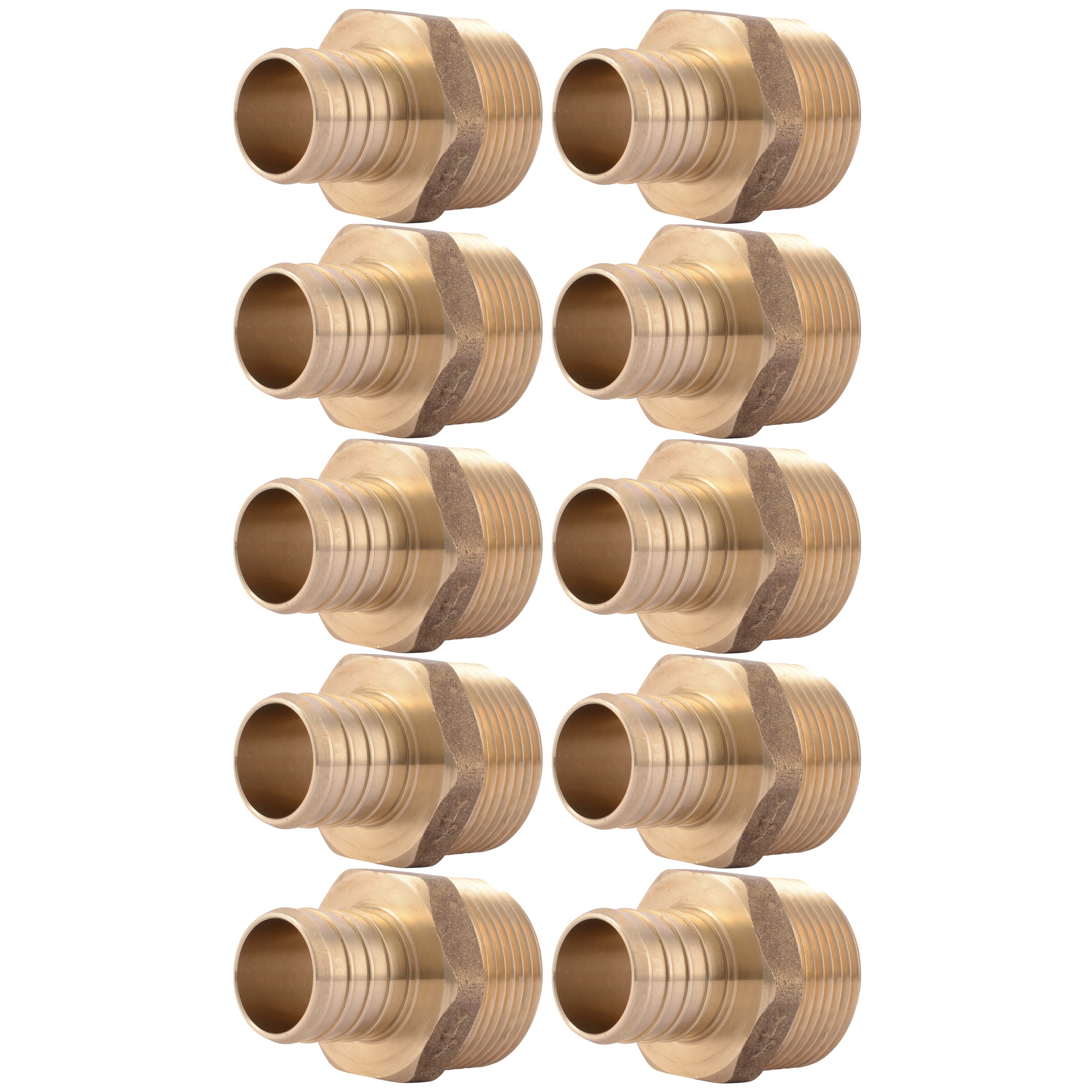 SharkBite Adaptador macho MNPT de 1 pulgada, paquete de 10, accesorios de fontanería de latón, tubo PEX, cobre, UC140LF