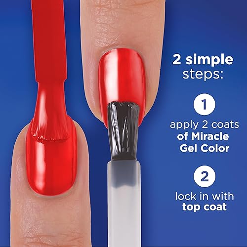 Miniatura 7 de Sally Hansen Miracle Gel - Esmalte de uñas con efecto especial de capa superior Calidad de salón, fórmula tipo gel, sistema de dos pasos, no