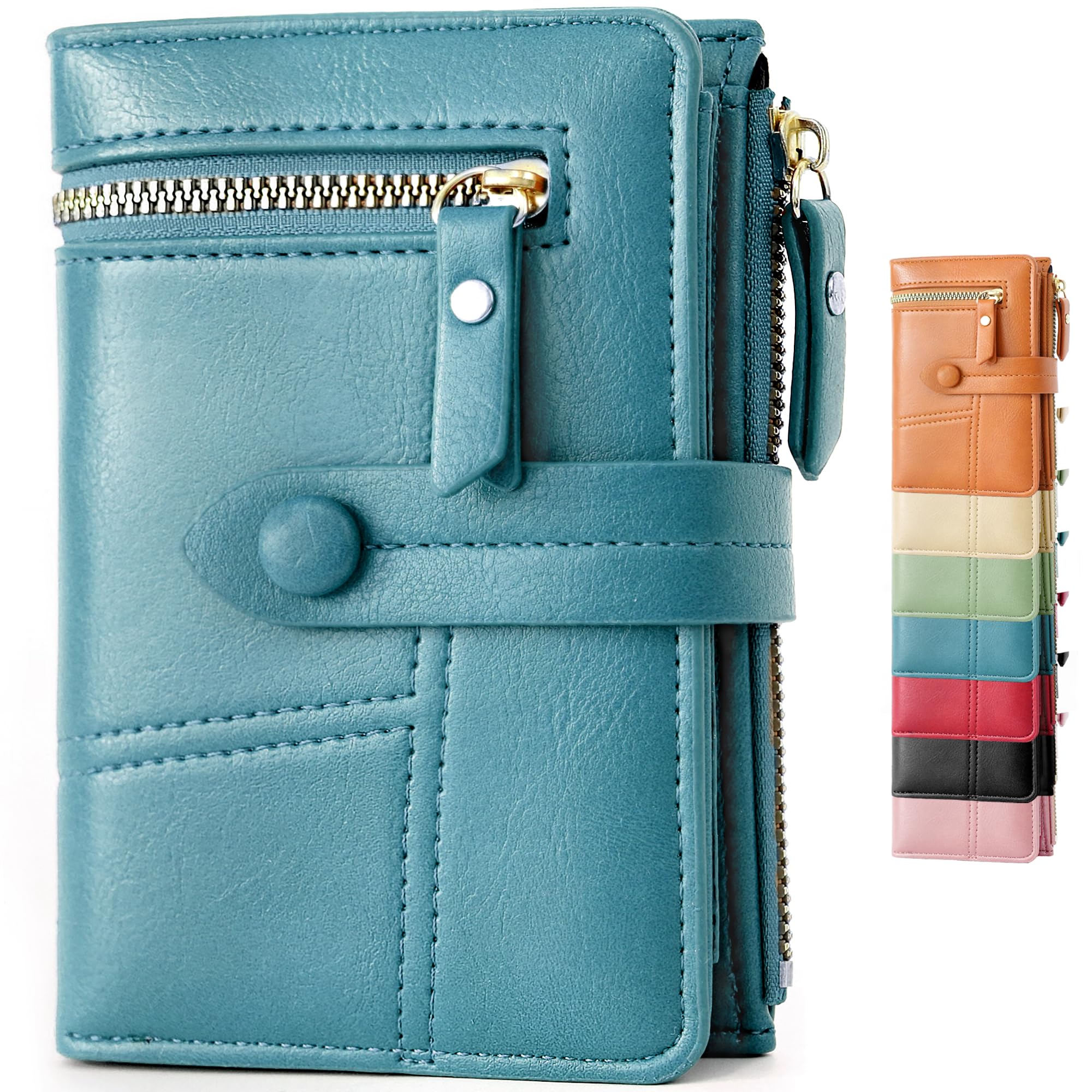 Lakpopya Portafoglio Donna in Pelle PU Piccolo - Portafogli da Donna con Scomparti Multipli, Portafoglio donna PU con Tasca per le Monete (blu)