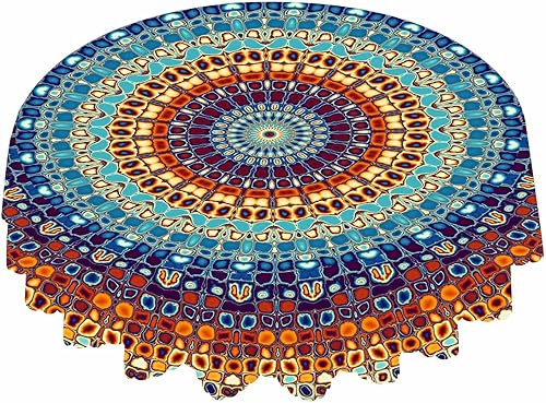 IBILIU Mantel redondo de mandala de 60 pulgadas, colorido mandala bohemio bohemio para cocina, comedor, fiesta, decoración de mesa