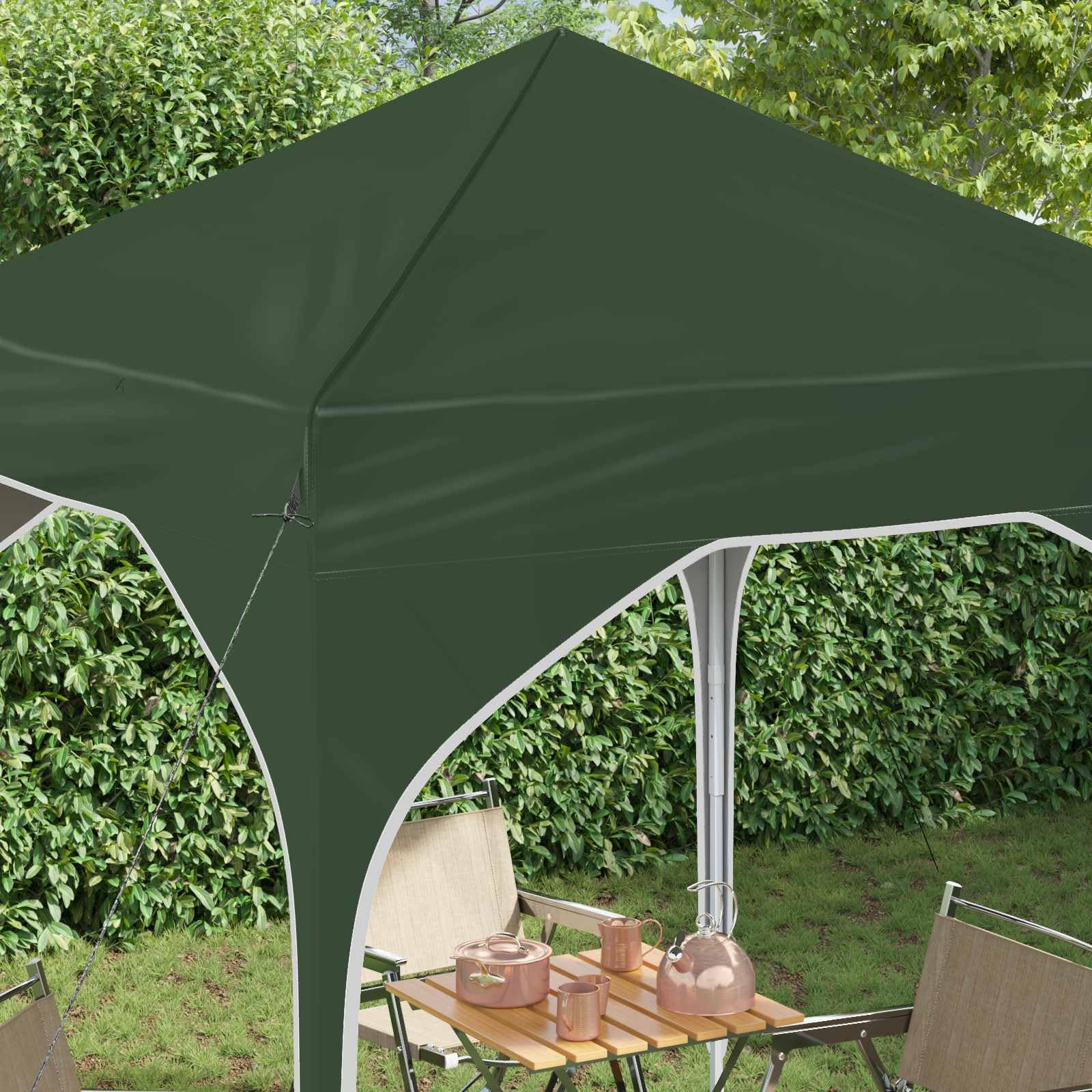 Namiot imprezowy Pop-up 194 x 194 x 245 cm, zielony, z tkaniny Oxford 210D ze srebrną powłoką, odporny na warunki atmosferyczne i promieniowanie UV, 3-stopniowa regulacja wysokości, do ogrodu