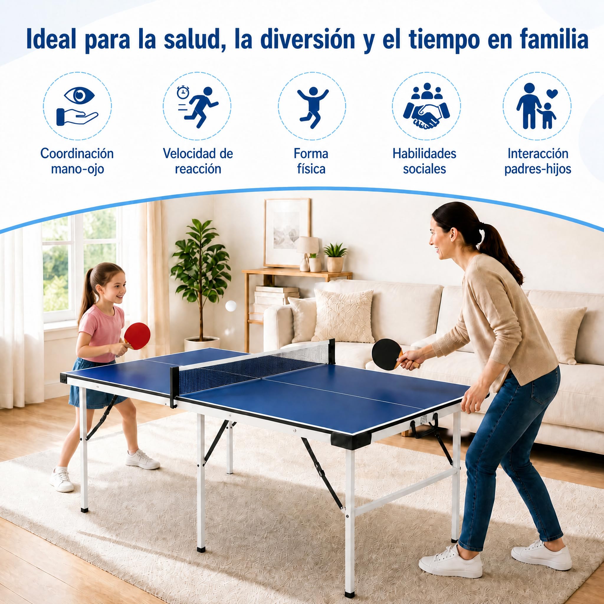 Mesa de ping pong de 169 cm para exterior, plegable, de metal