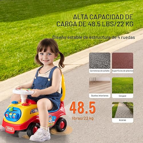 Miniatura 3 de VEVOR Auto de empuje para niños pequeños, a partir de 19 meses, corredor de paseo, juguete para niños pequeños sentado a pie, auto de paseo para